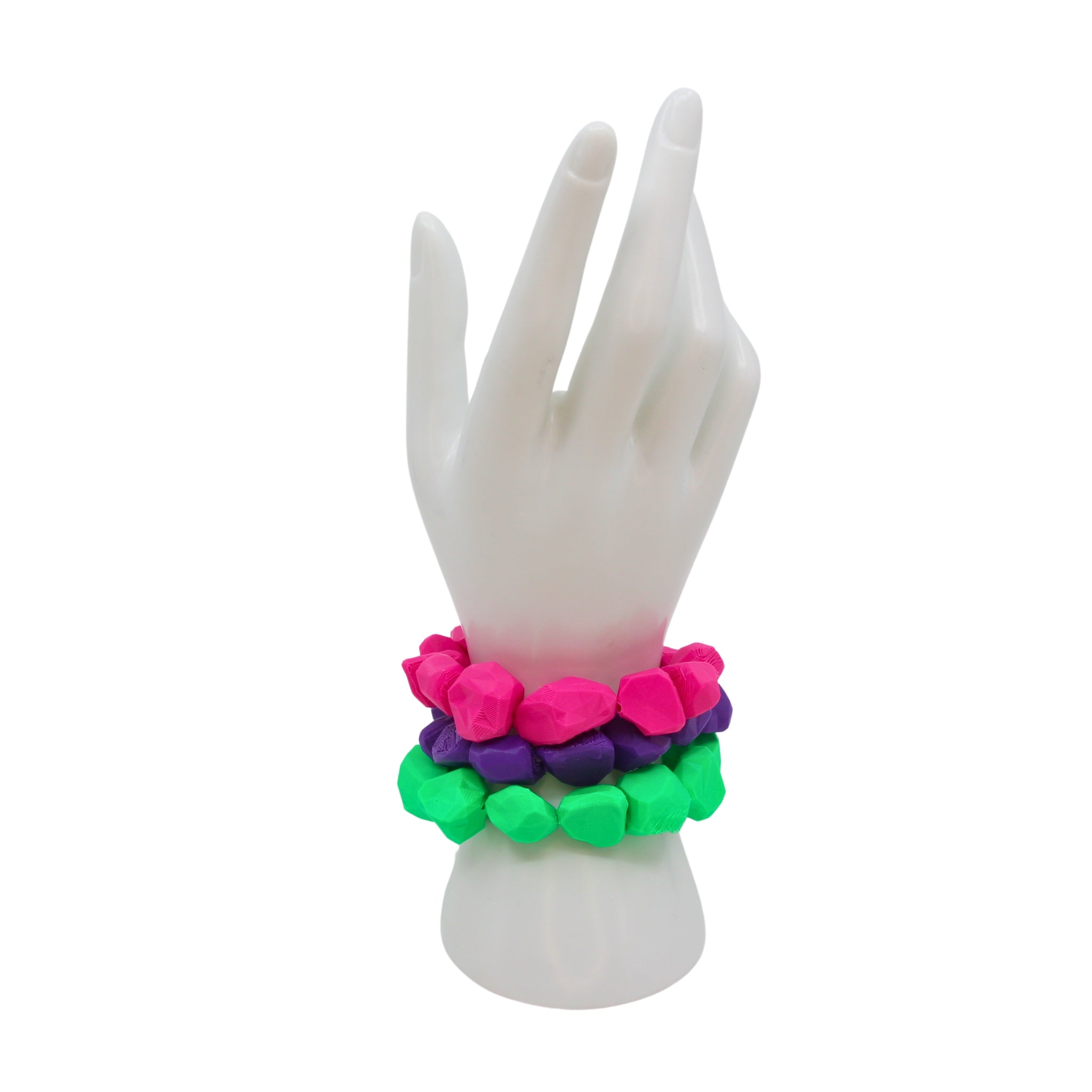 'Pop Rocks’ Neongrün – Statement-Armband Schmuckstück mit 3D-gedruckten Polygon-Steinen von Tukadu