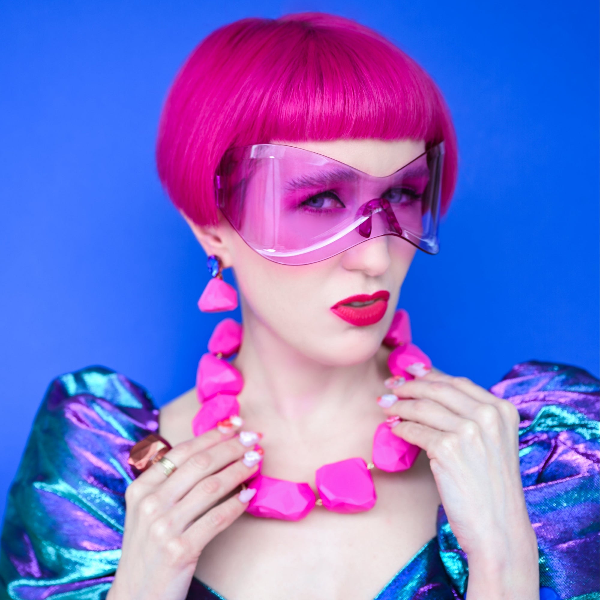 Collier ‘Pop Rocks’ Neon-Pink – 3D-gedruckte Statement-Piece von Tukadu