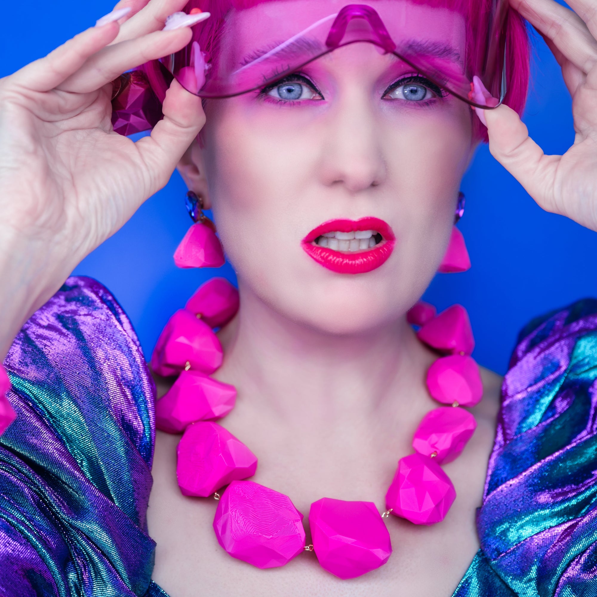 Collier ‘Pop Rocks’ Neon-Pink – 3D-gedruckte Statement-Piece von Tukadu
