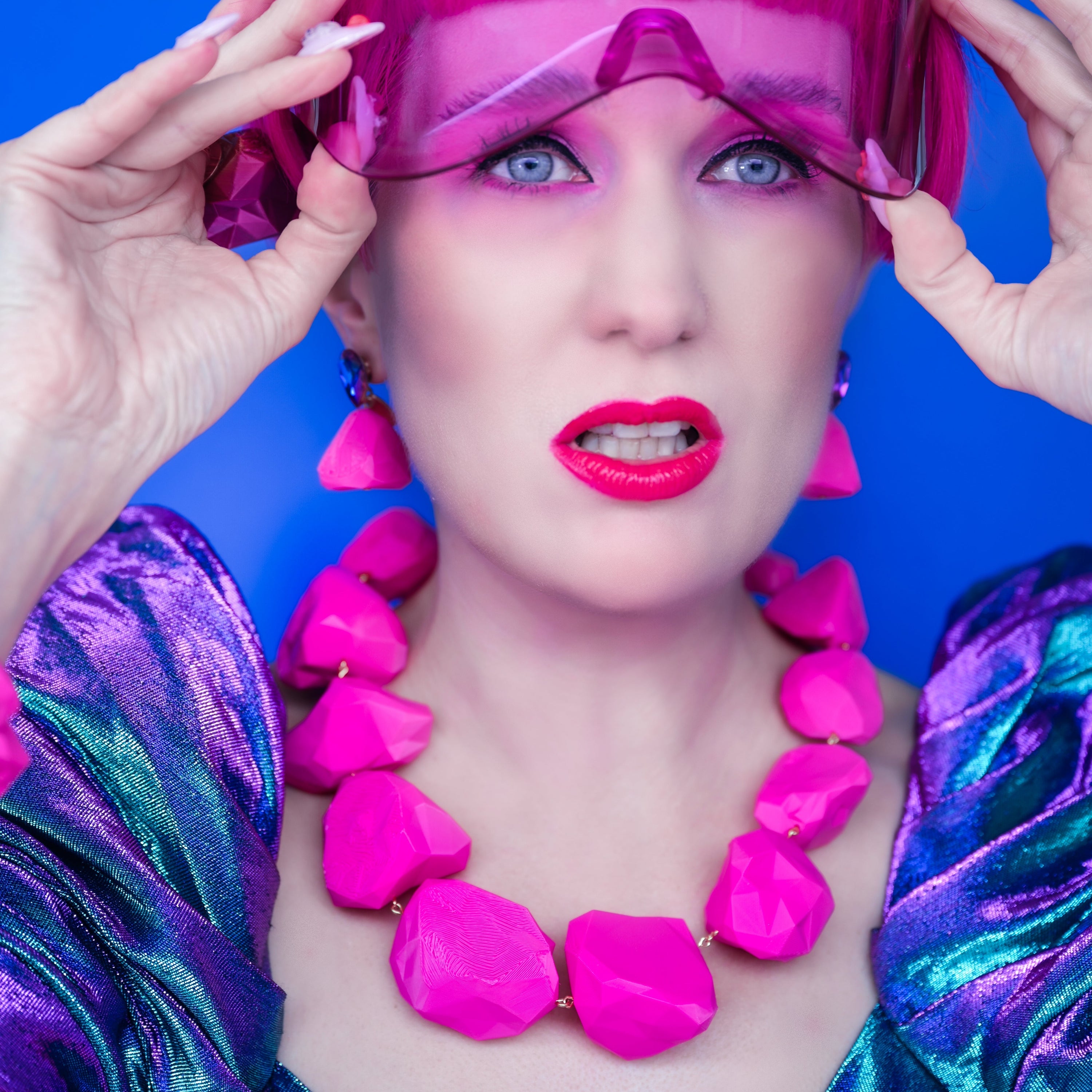 Collier ‘Pop Rocks’ Neon-Pink – 3D-gedruckte Statement-Piece von Tukadu