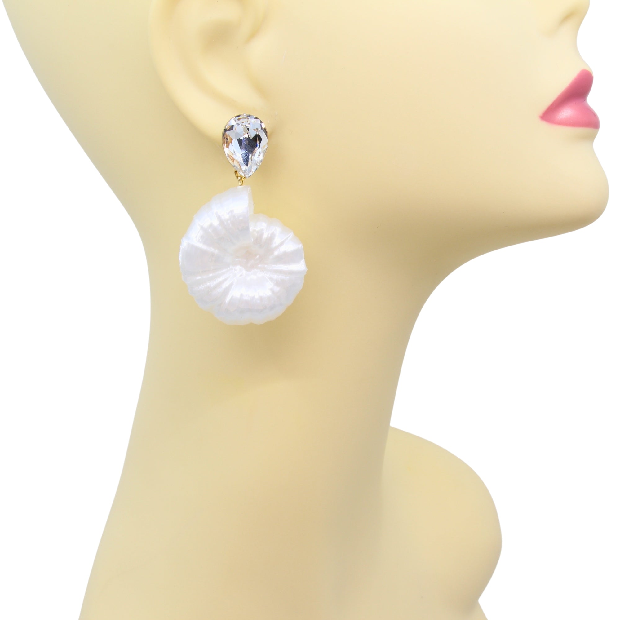 Tukadu Ohrringe 'Ammonite Shell Dreams ' – 3D-gedruckte Statement-Ohrringe mit Kristall & Fossilien-Design