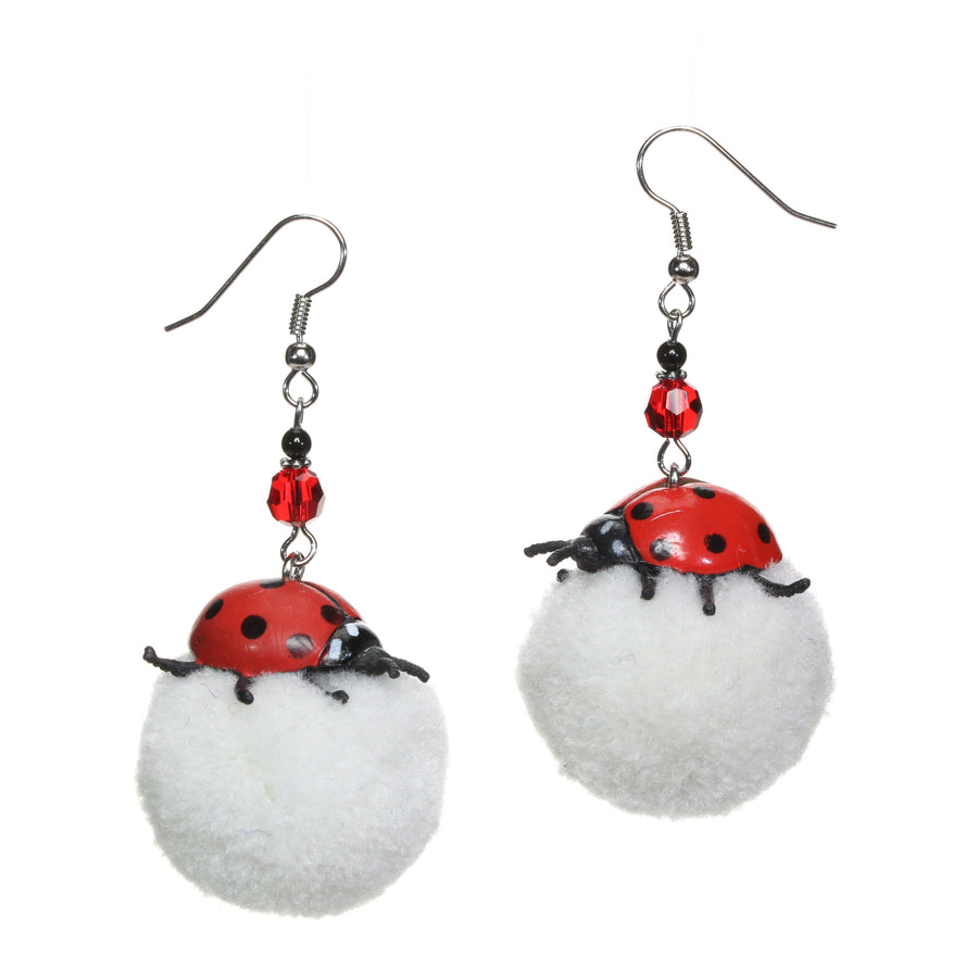 Mini animals on pompom earrings