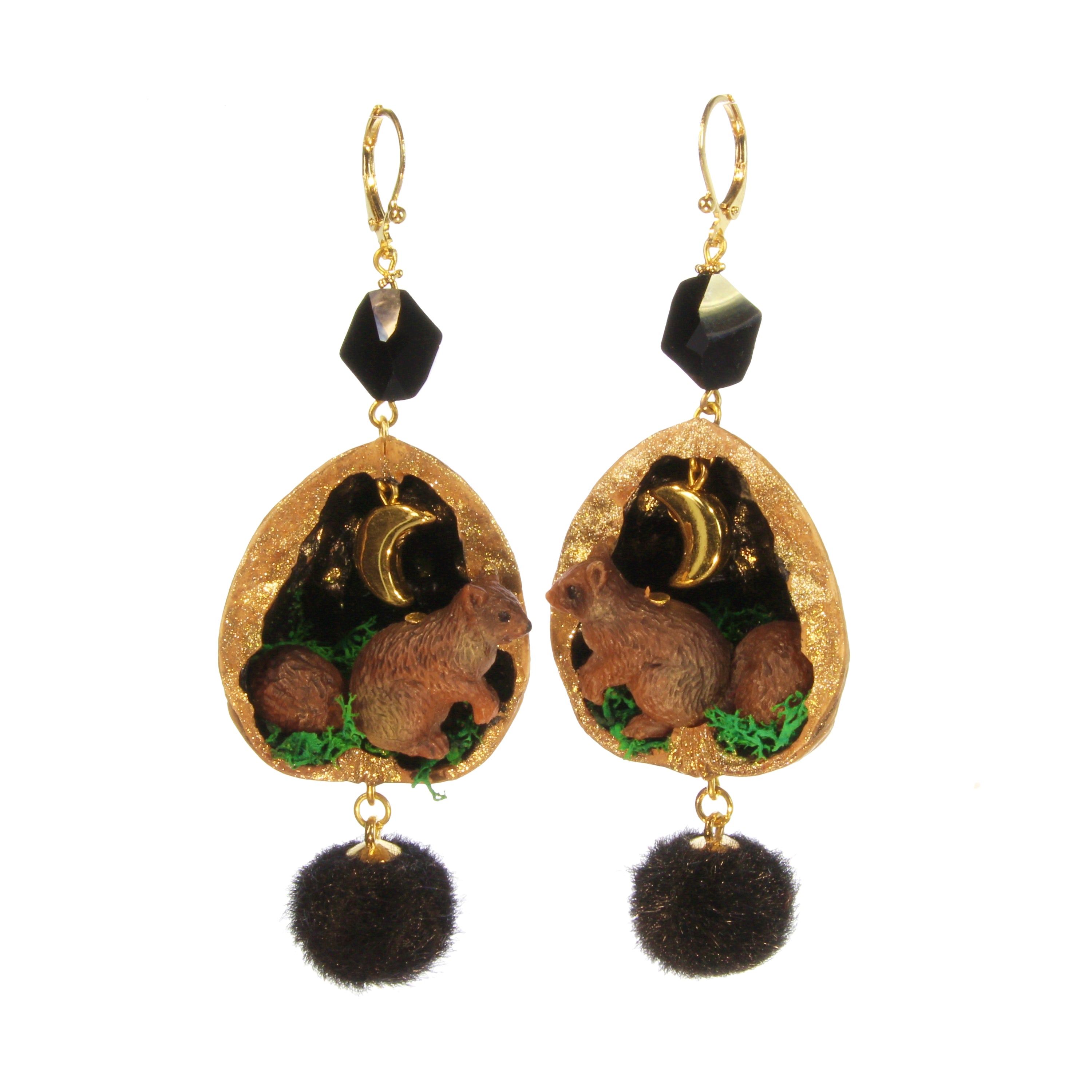 Walnut Squirrel Earrings