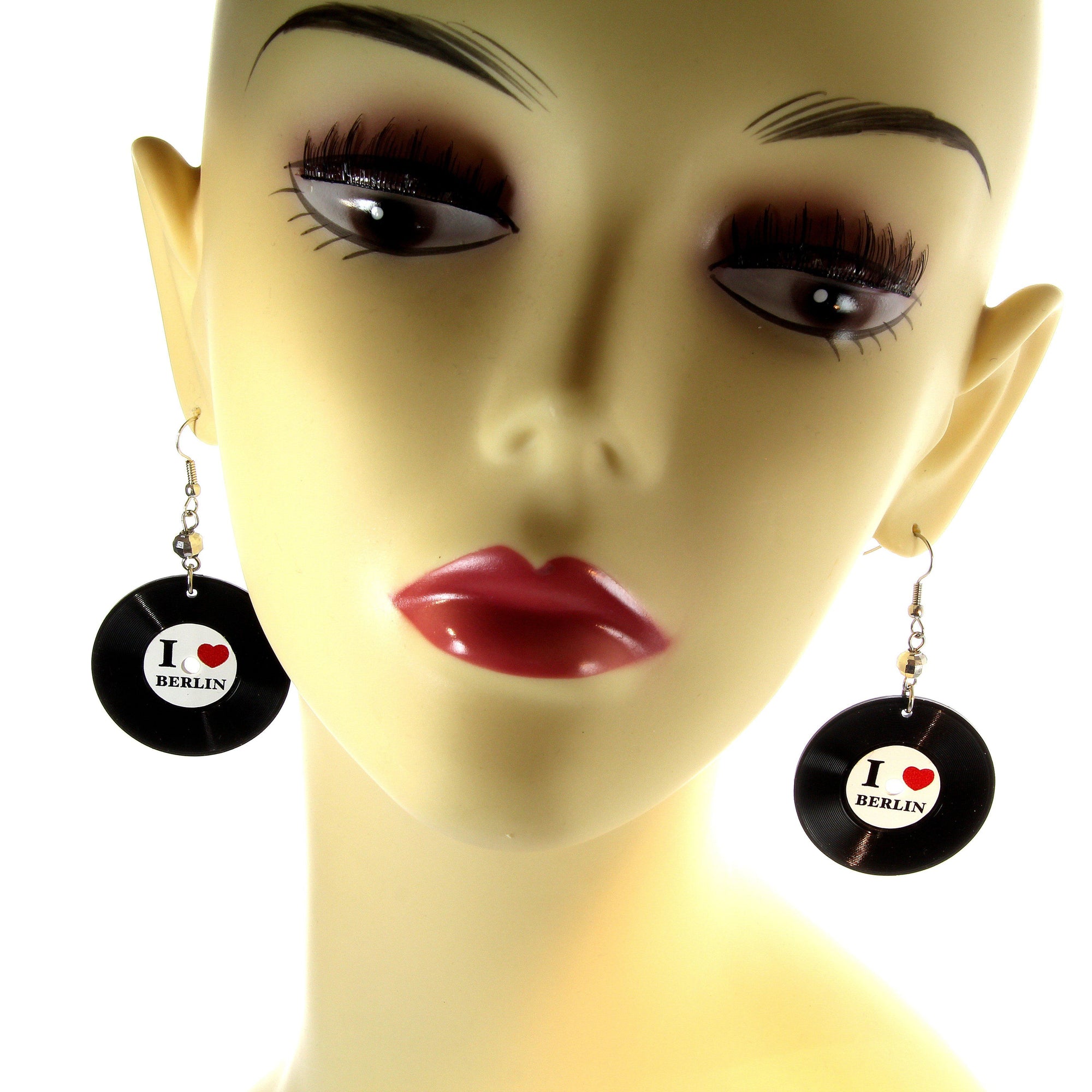 I Love Berlin vinyl earrings