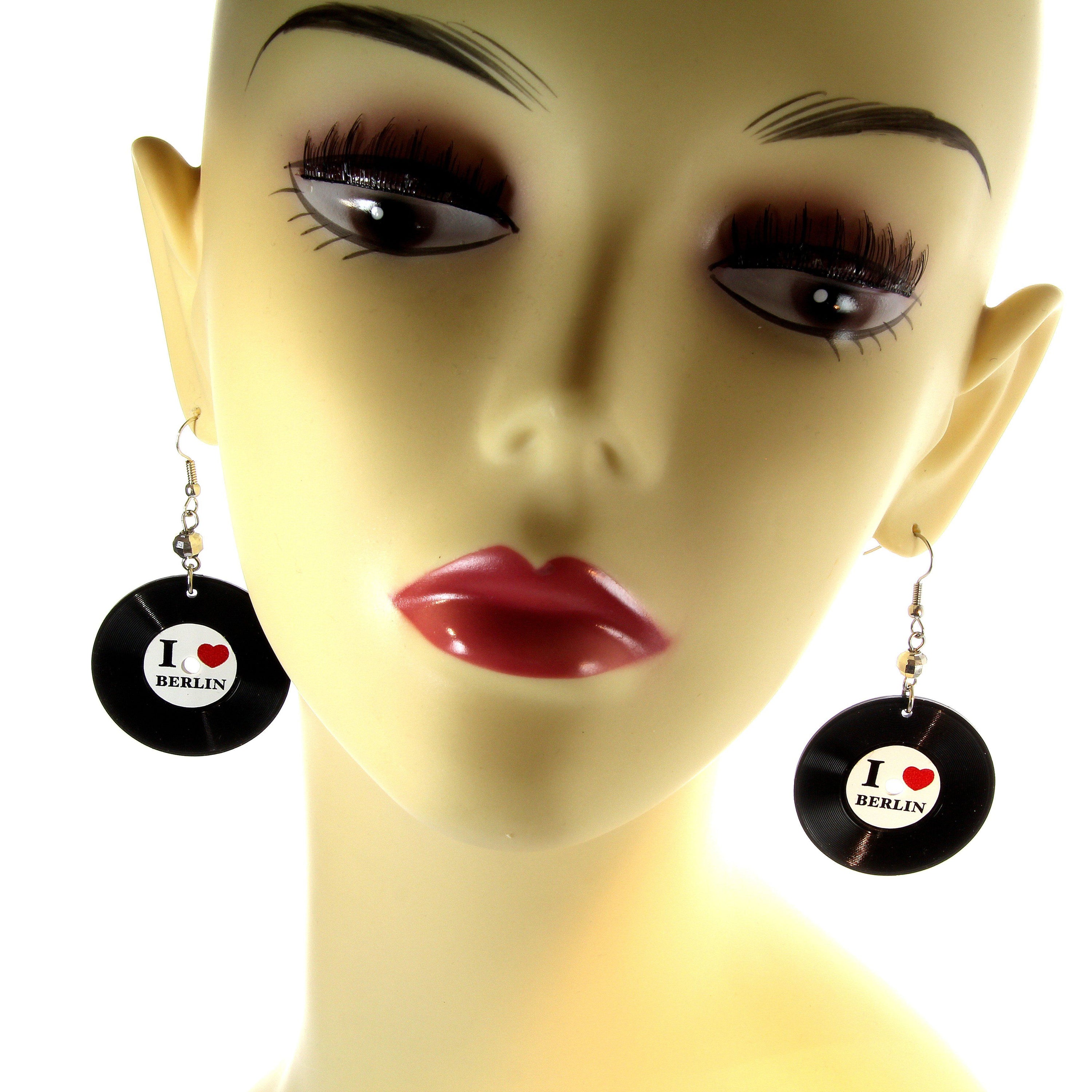 I Love Berlin vinyl earrings