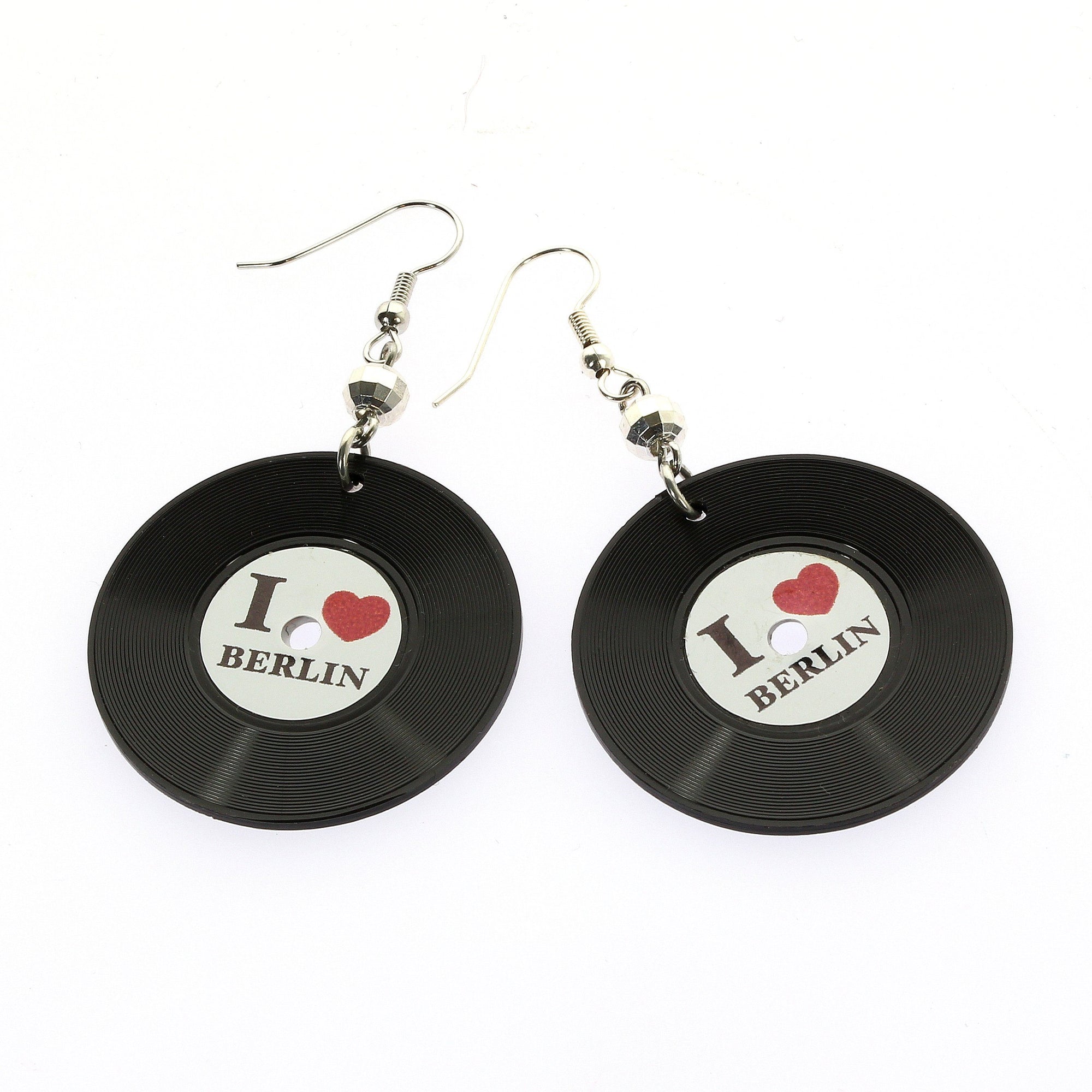I Love Berlin vinyl earrings