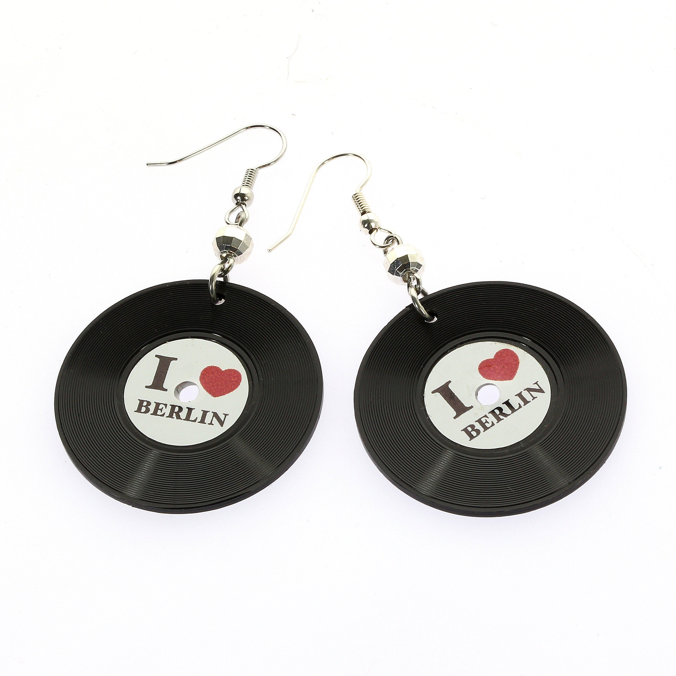 I Love Berlin vinyl earrings