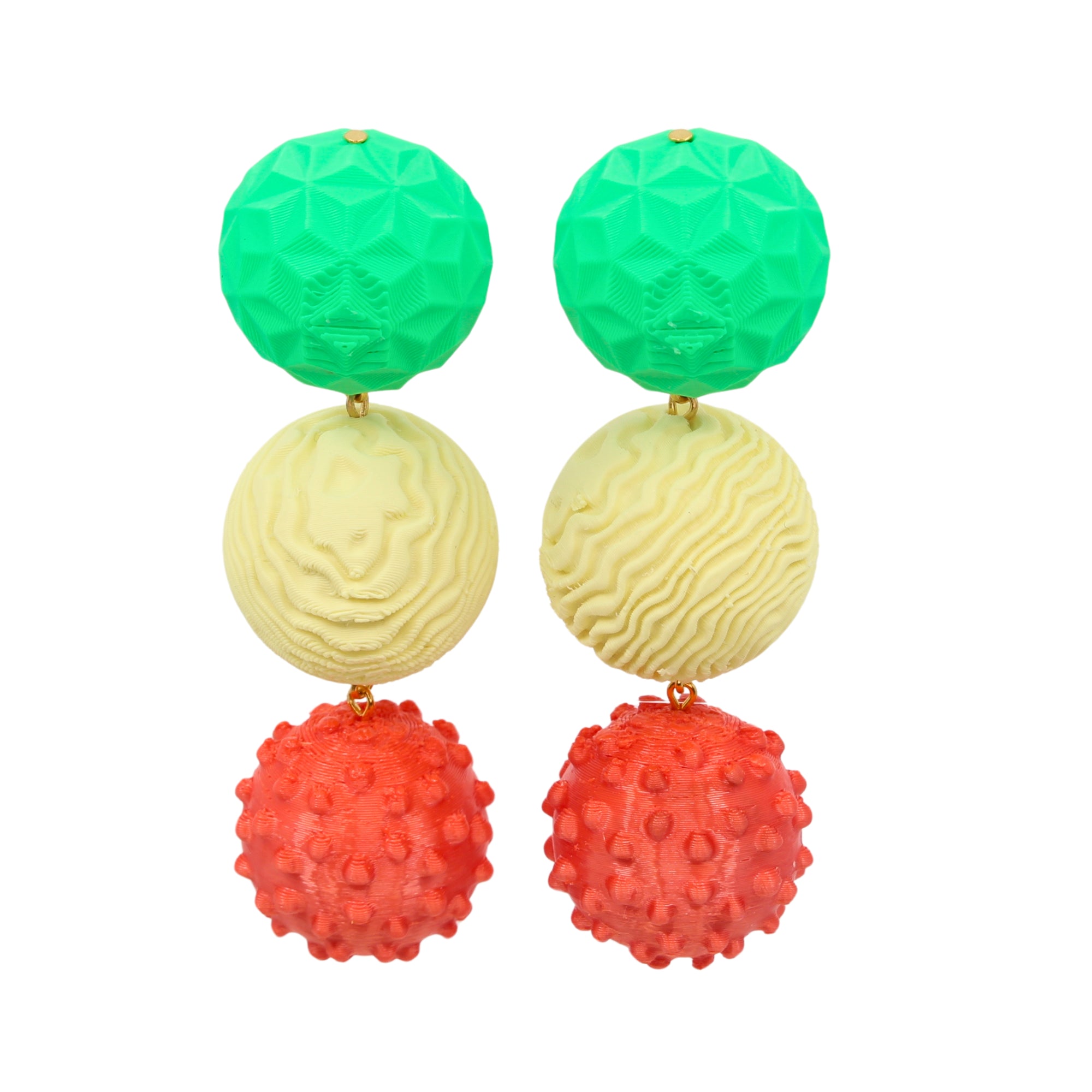 Tukadu Ohrringe 'Triple Ball Pop' – Statementohrringe mit 3D-gedruckten Perlen aus Filament mit 925er Silberstecker