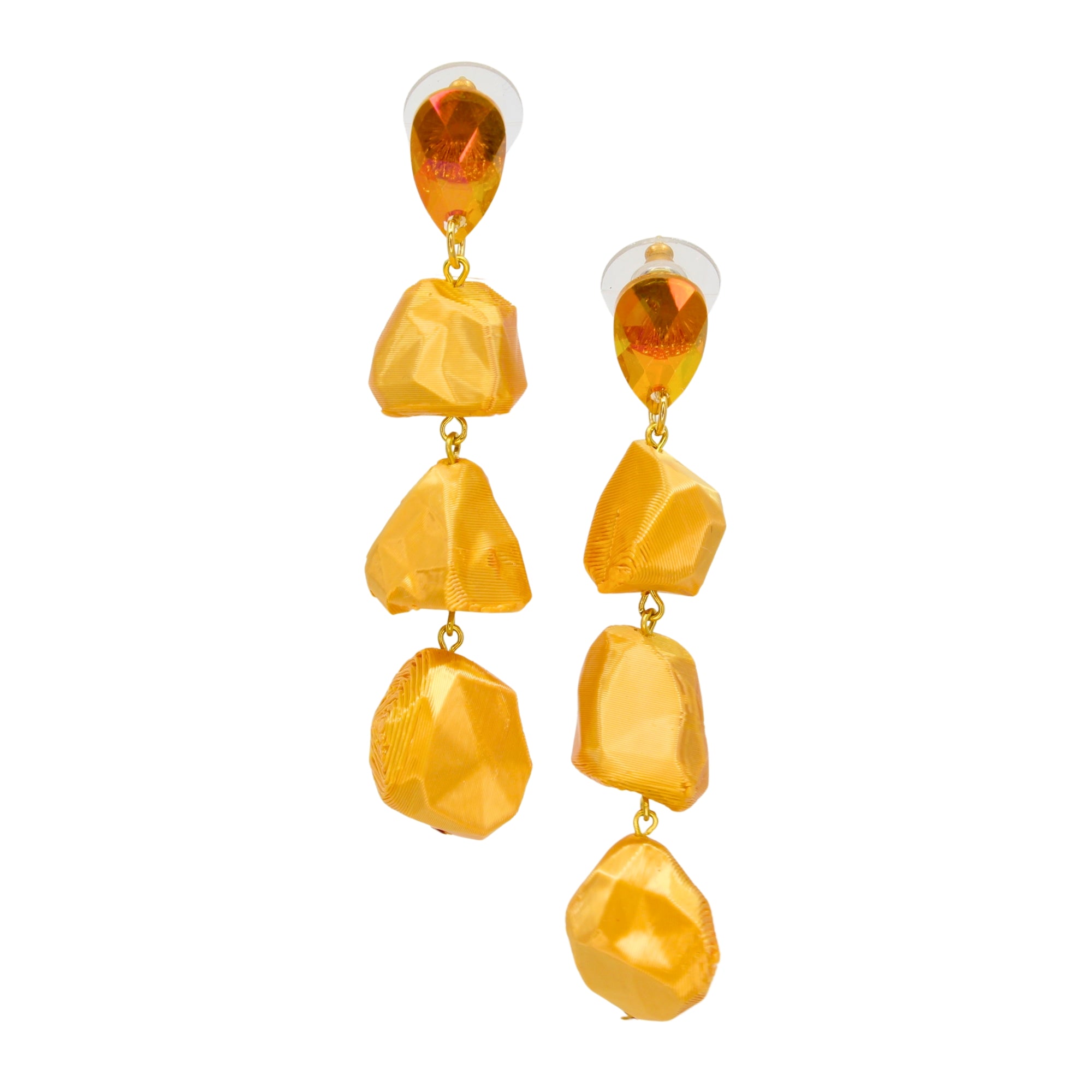 Tukadu Ohrringe 'Triple cyber rocks' gold