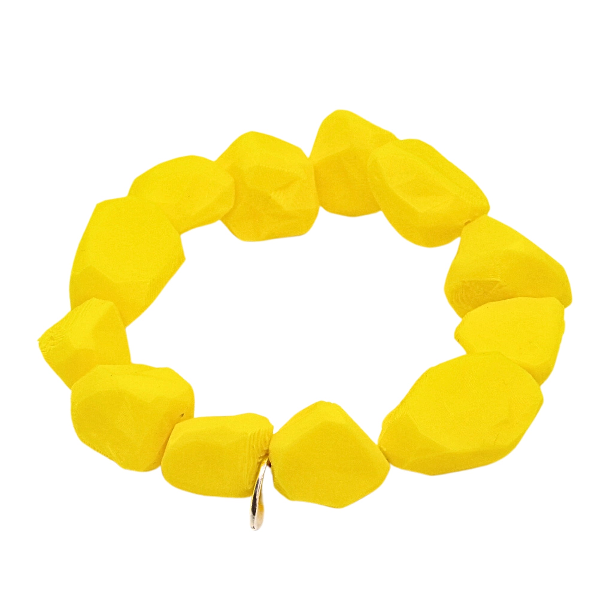 Tukadu Armband 'Pop Rock’–Yellow'–Handgefertigtes Statement-Schmuckstück mit 3D-gedruckten Polygon-Steinen & Elastikband