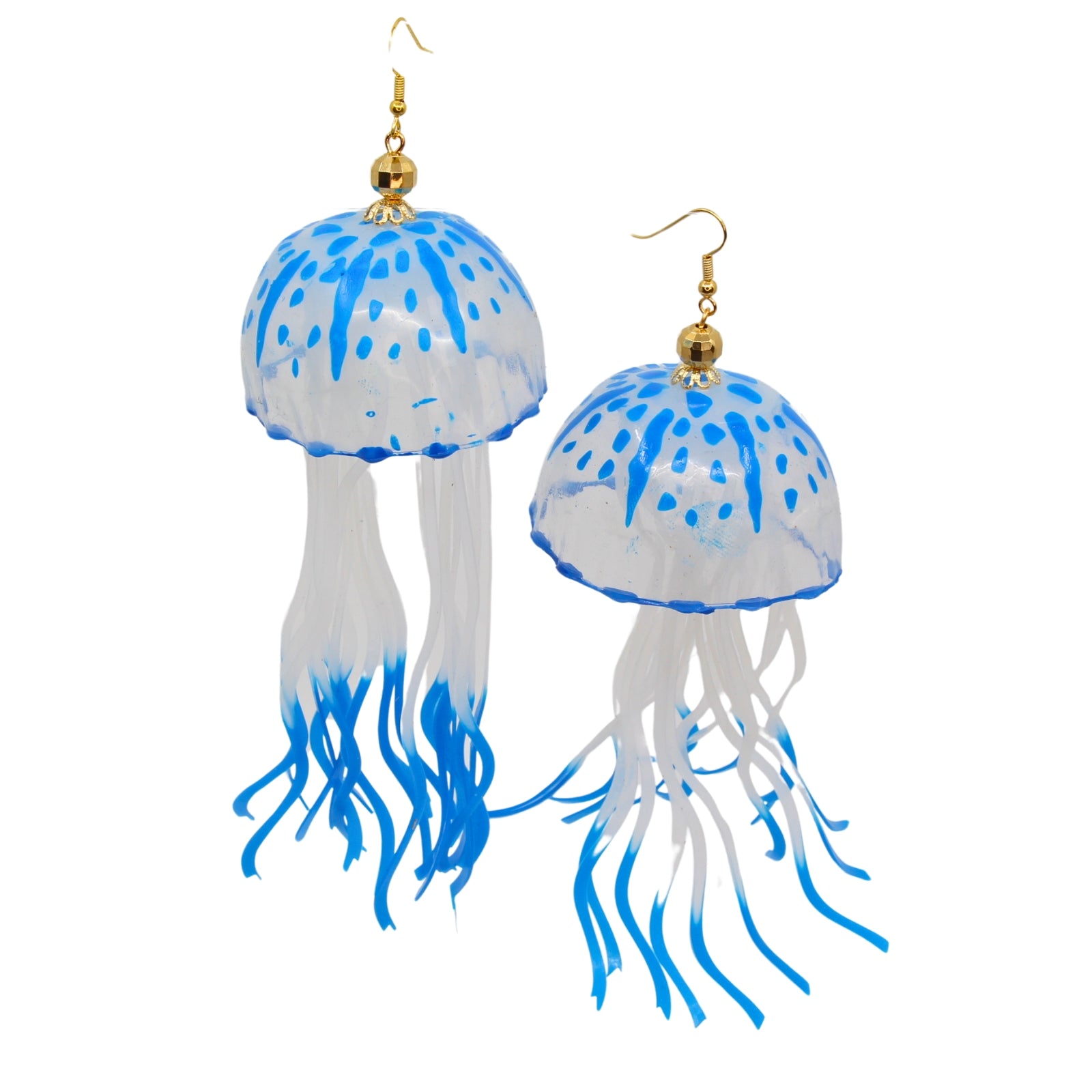 Tukadu Jellyfish Ohrringe  – Handgefertigte Quallen-Ohrringe in Neon-Blau