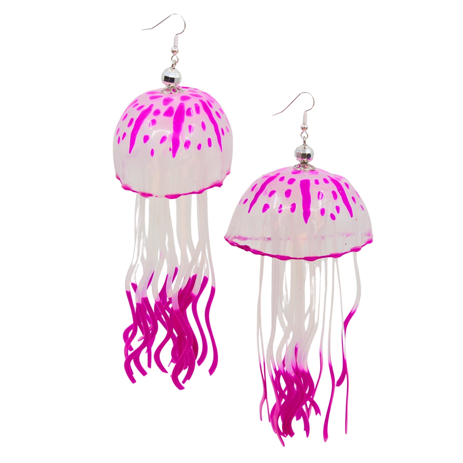 Tukadu Jellyfish Ohrringe  – Handgefertigte Quallen-Ohrringe in Neon-Fuchsia