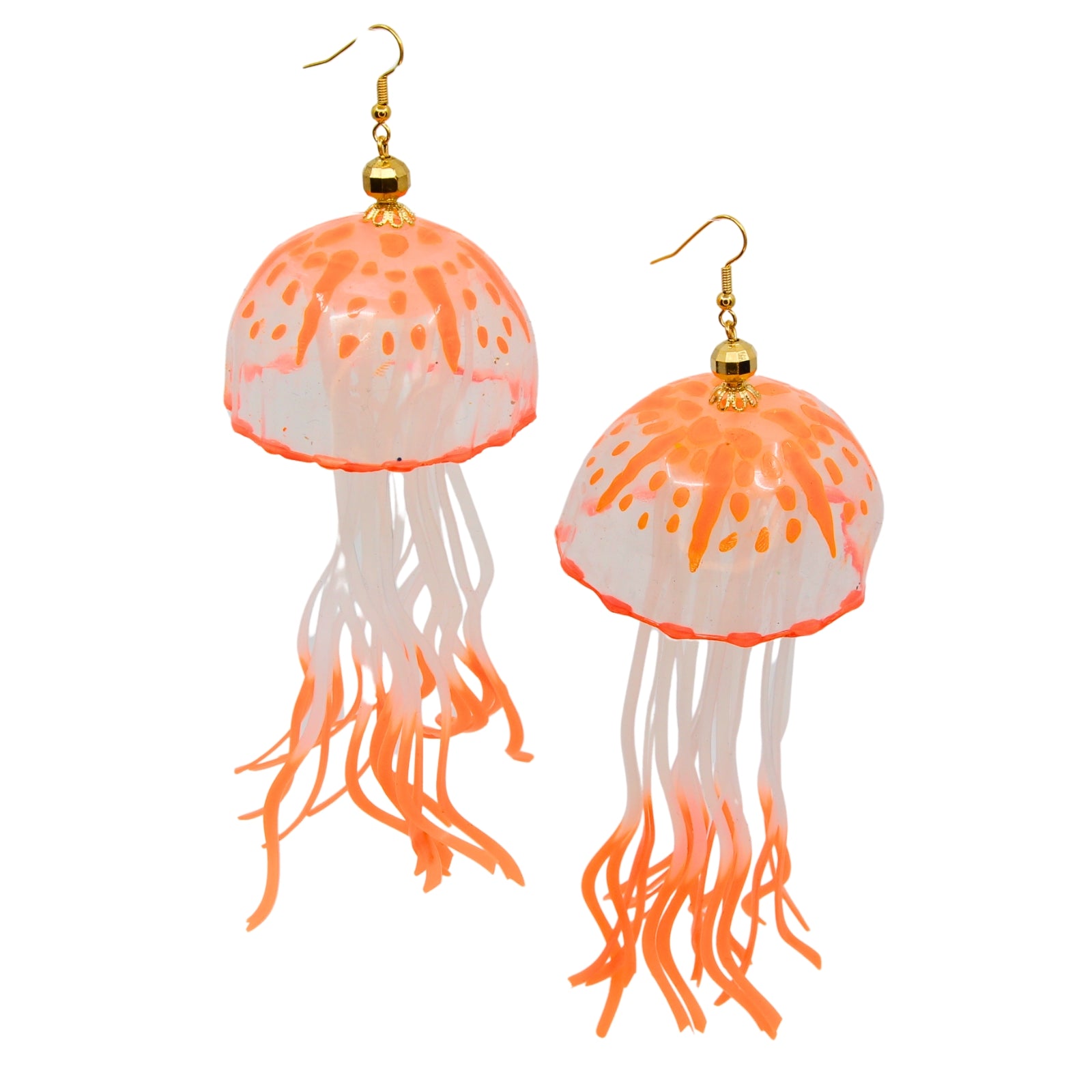 Tukadu Jellyfish Ohrringe  – Handgefertigte Quallen-Ohrringe in Neon-Orange