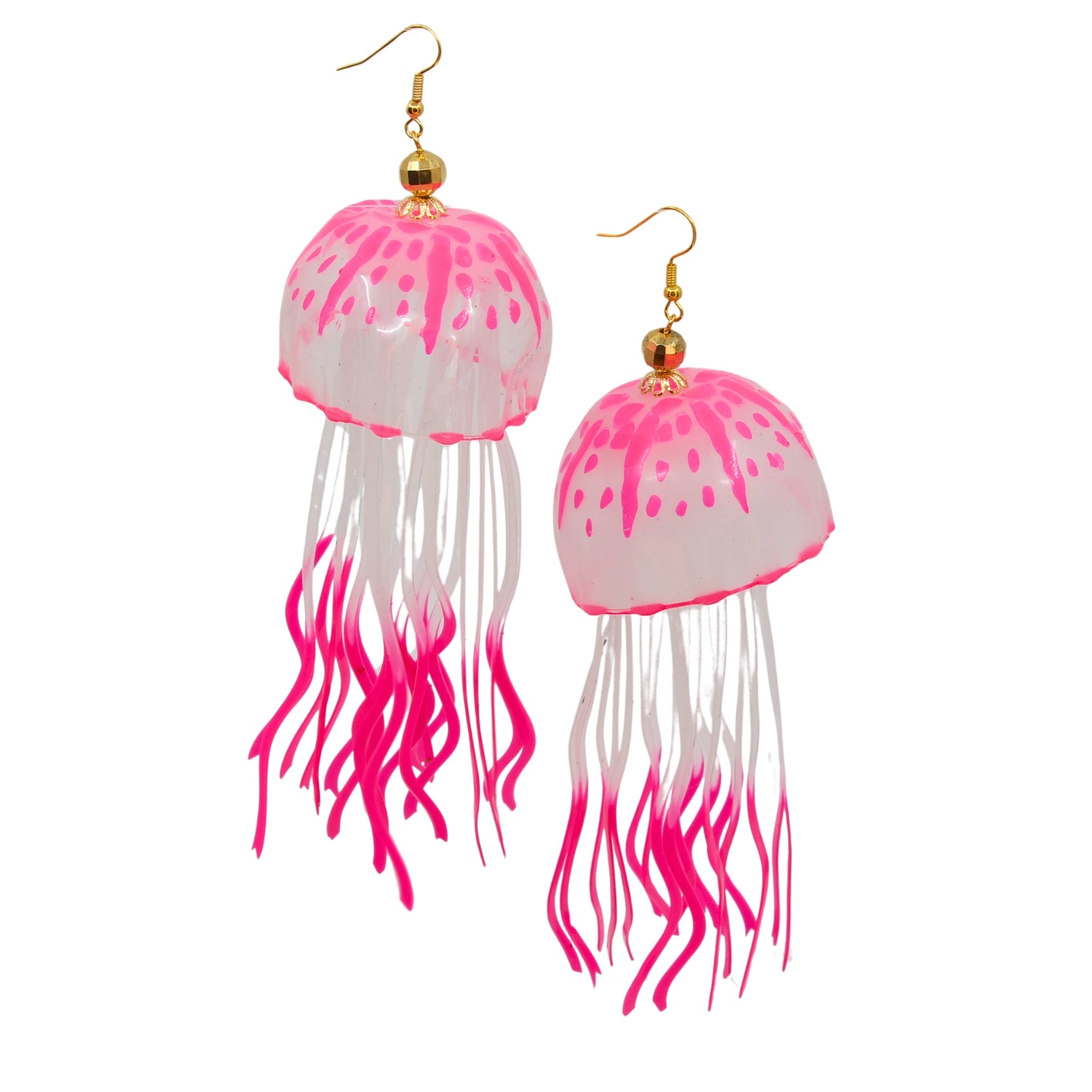 Tukadu Jellyfish Ohrringe  – Handgefertigte Quallen-Ohrringe in Neon-Pink