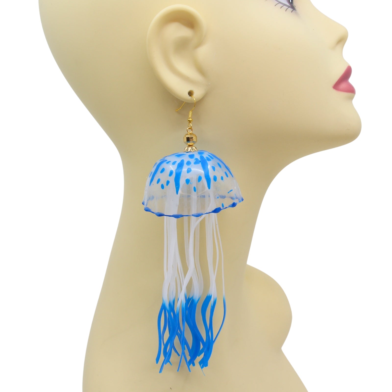Tukadu Jellyfish Ohrringe  – Handgefertigte Quallen-Ohrringe in Neon-Blau
