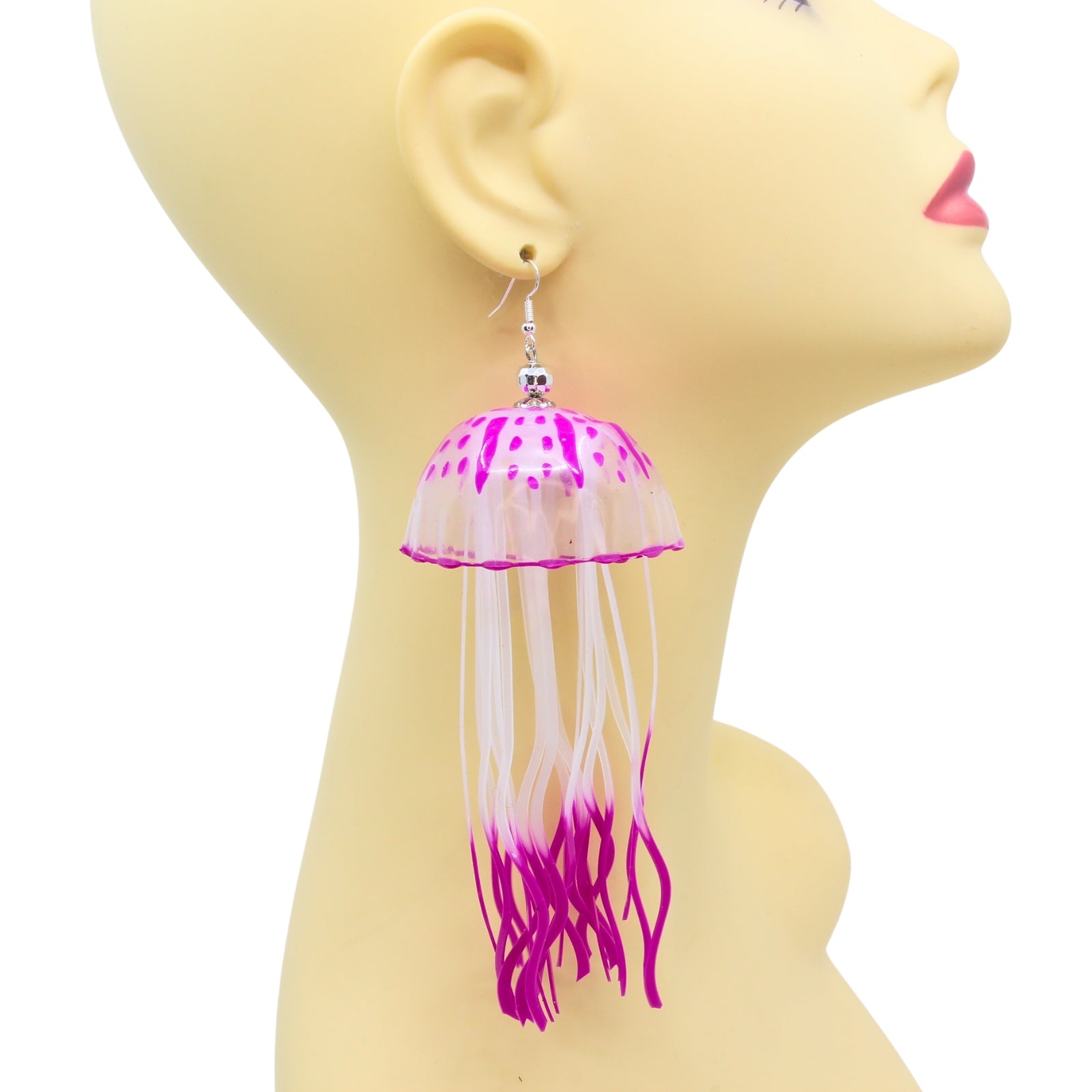 Tukadu Jellyfish Ohrringe  – Handgefertigte Quallen-Ohrringe in Neon-Fuchsia