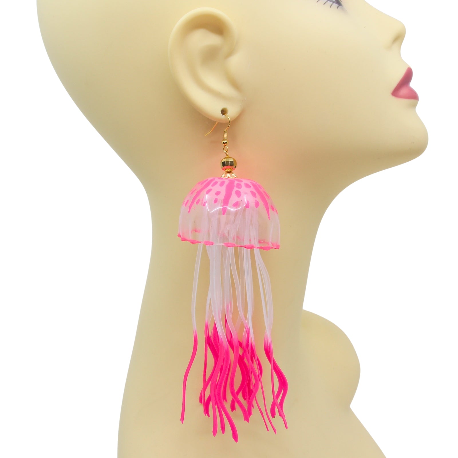 Tukadu Jellyfish Ohrringe  – Handgefertigte Quallen-Ohrringe in Neon-Pink