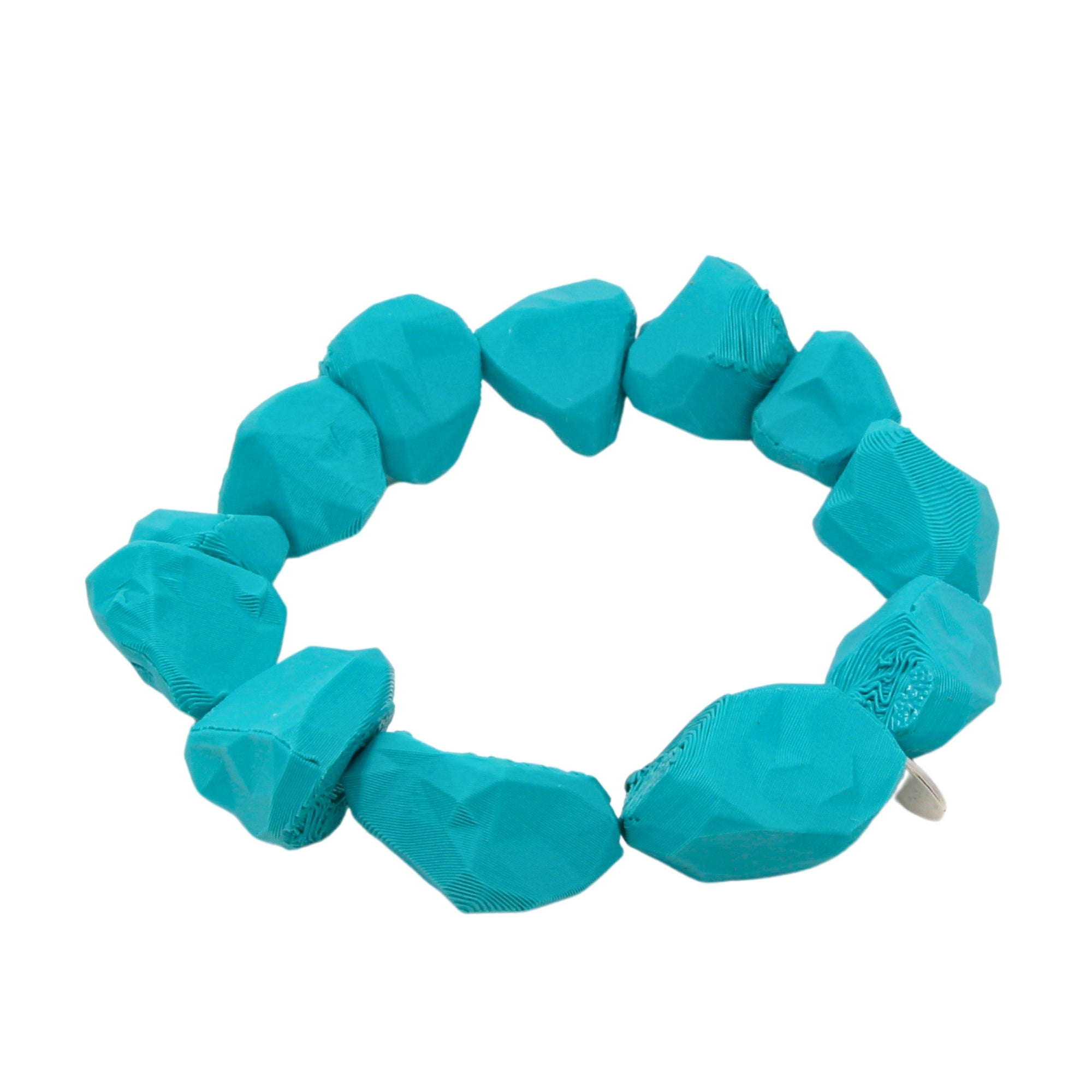 Tukadu Armband 'Cyber Rocks' Türkis – Handgefertigtes Statement-Schmuckstück mit 3D-gedruckten Polygon-Steinen & Elastikband