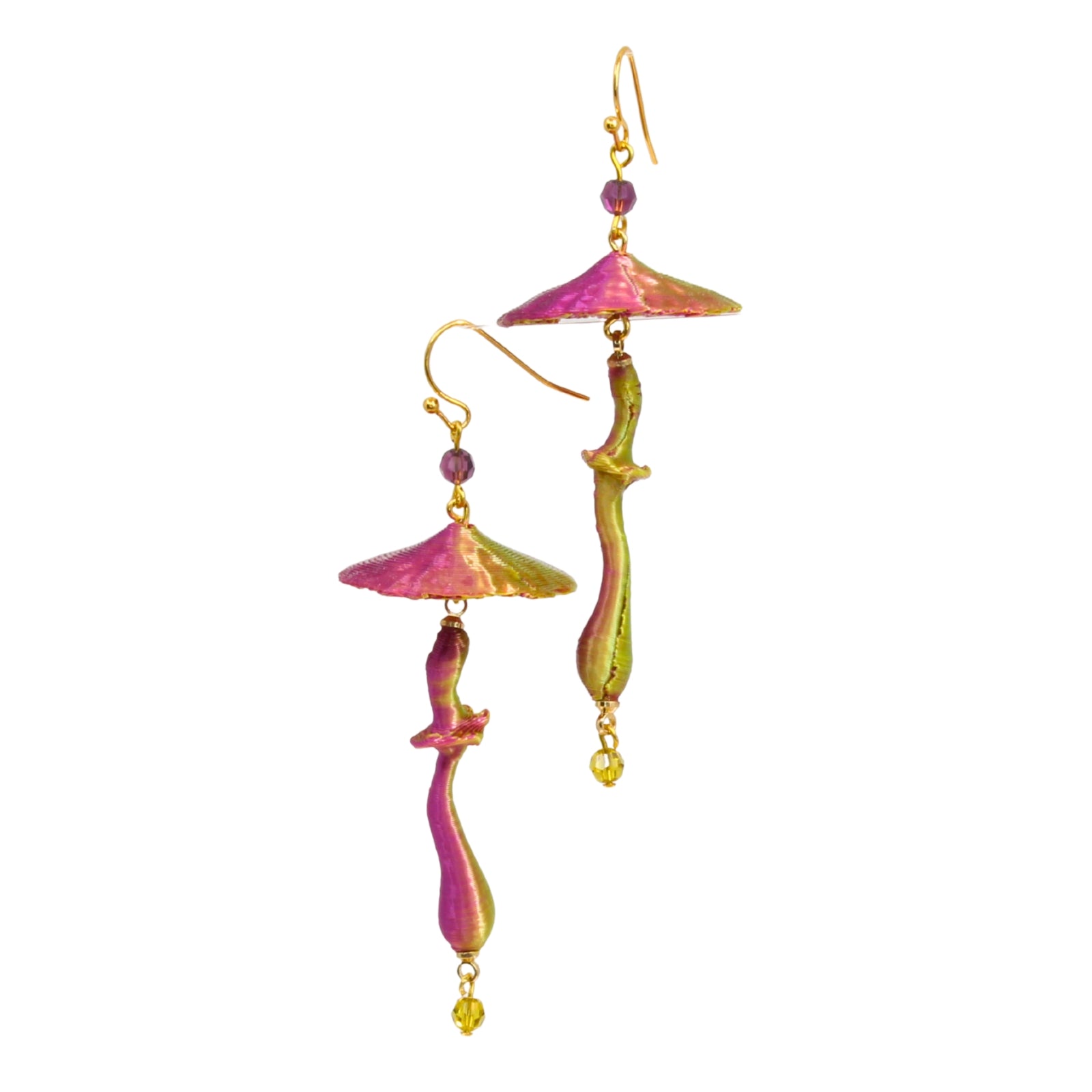 Aurora Fungula – 3D-gedruckte Magic Mushroom Pilz-Ohrringe handmade by Tukadu