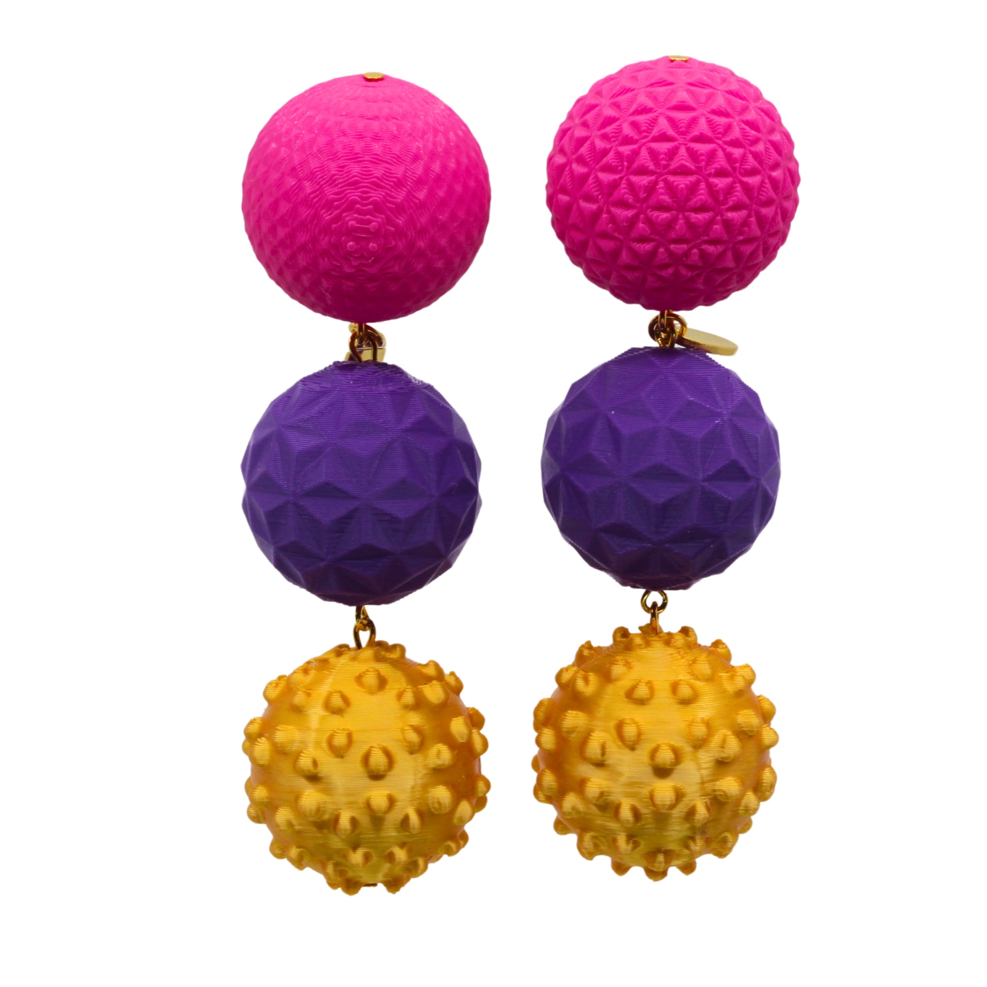 'Triple Ball Pop' Ohrringe – Statementohrringe mit 3D-gedruckten Perlen aus Filament mit 925er Silberstecker von Tukadu