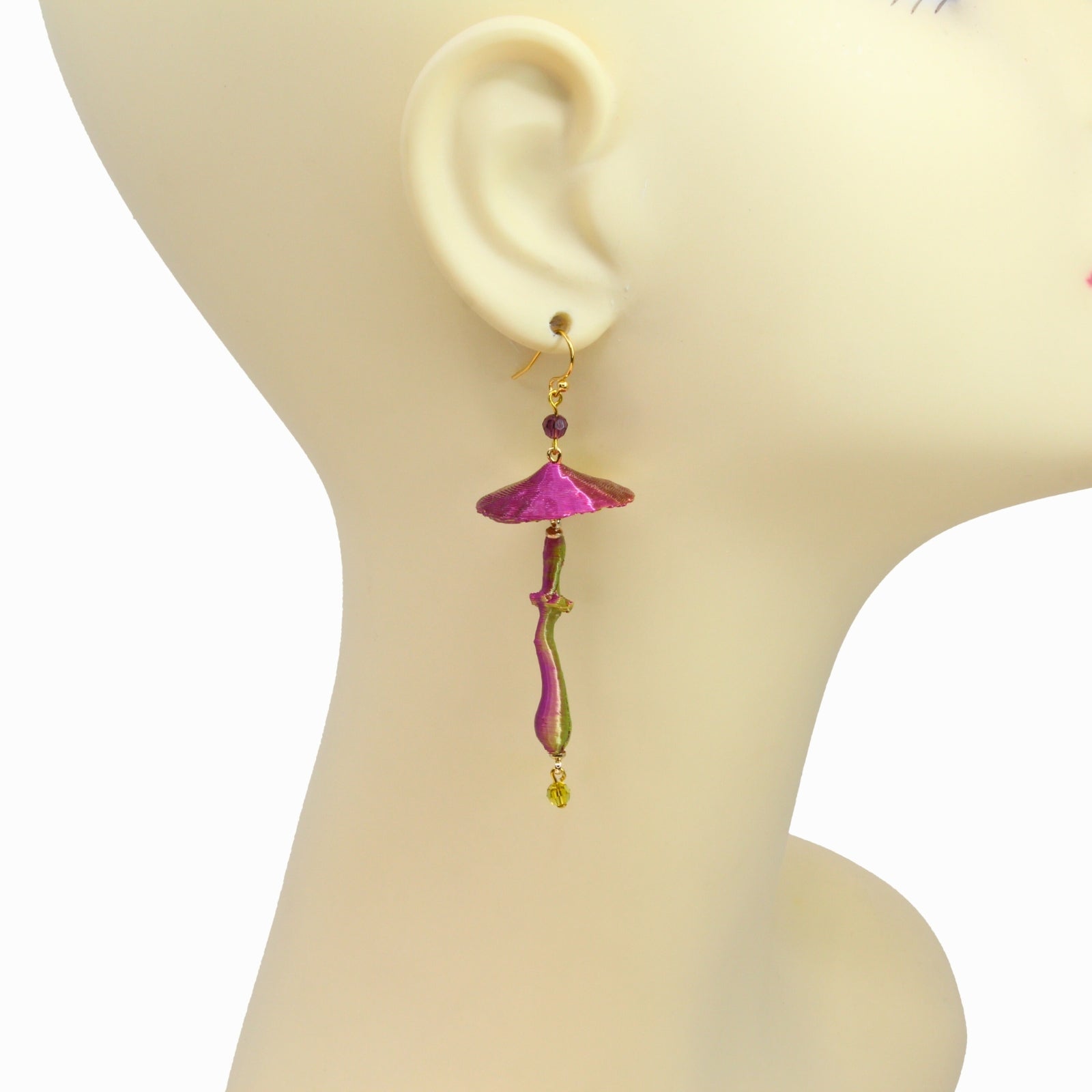 Aurora Fungula – 3D-gedruckte Magic Mushroom Pilz-Ohrringe handmade by Tukadu