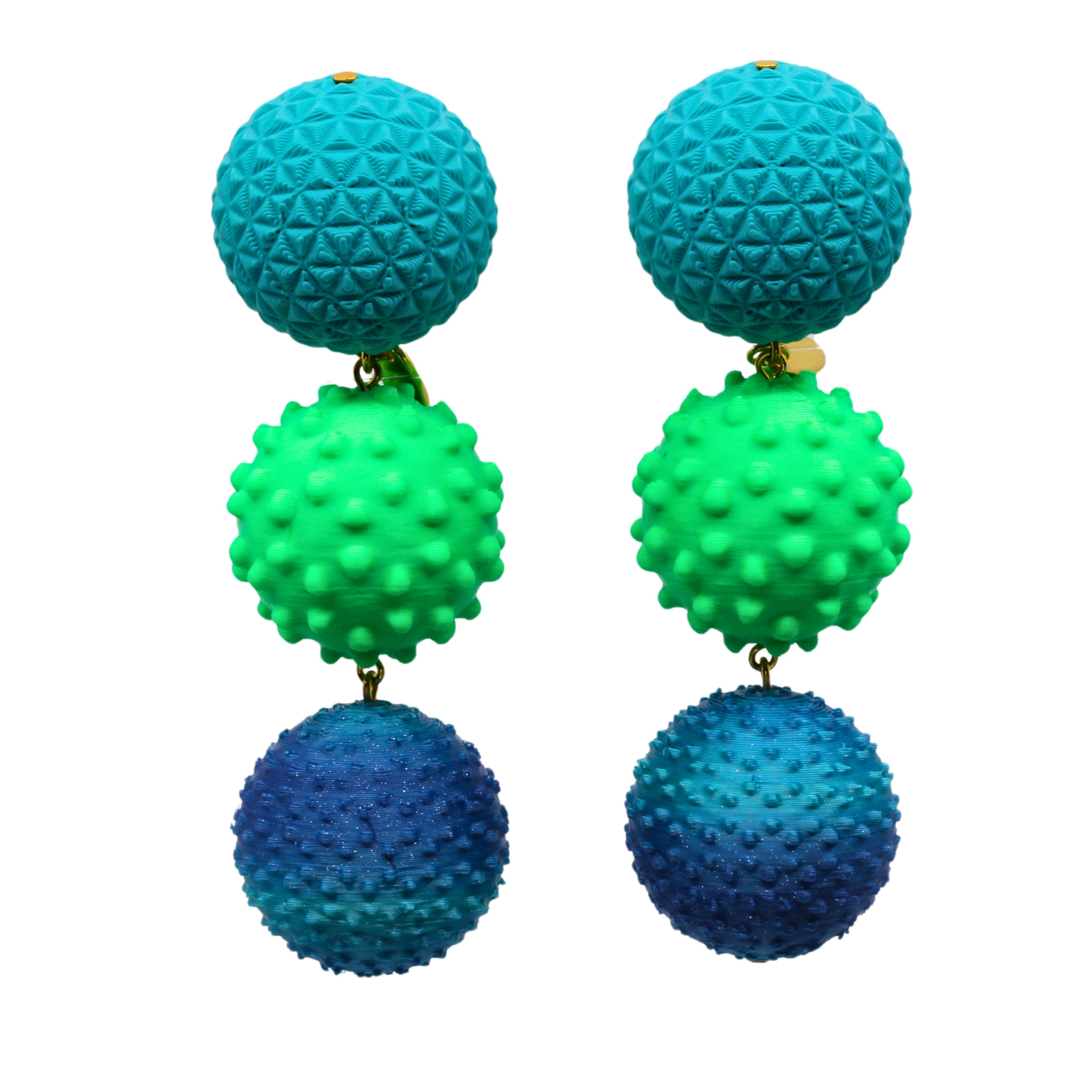 'Triple Ball Pop' Ohrringe – Statementohrringe mit 3D-gedruckten Perlen aus Filament mit 925er Silberstecker von Tukadu