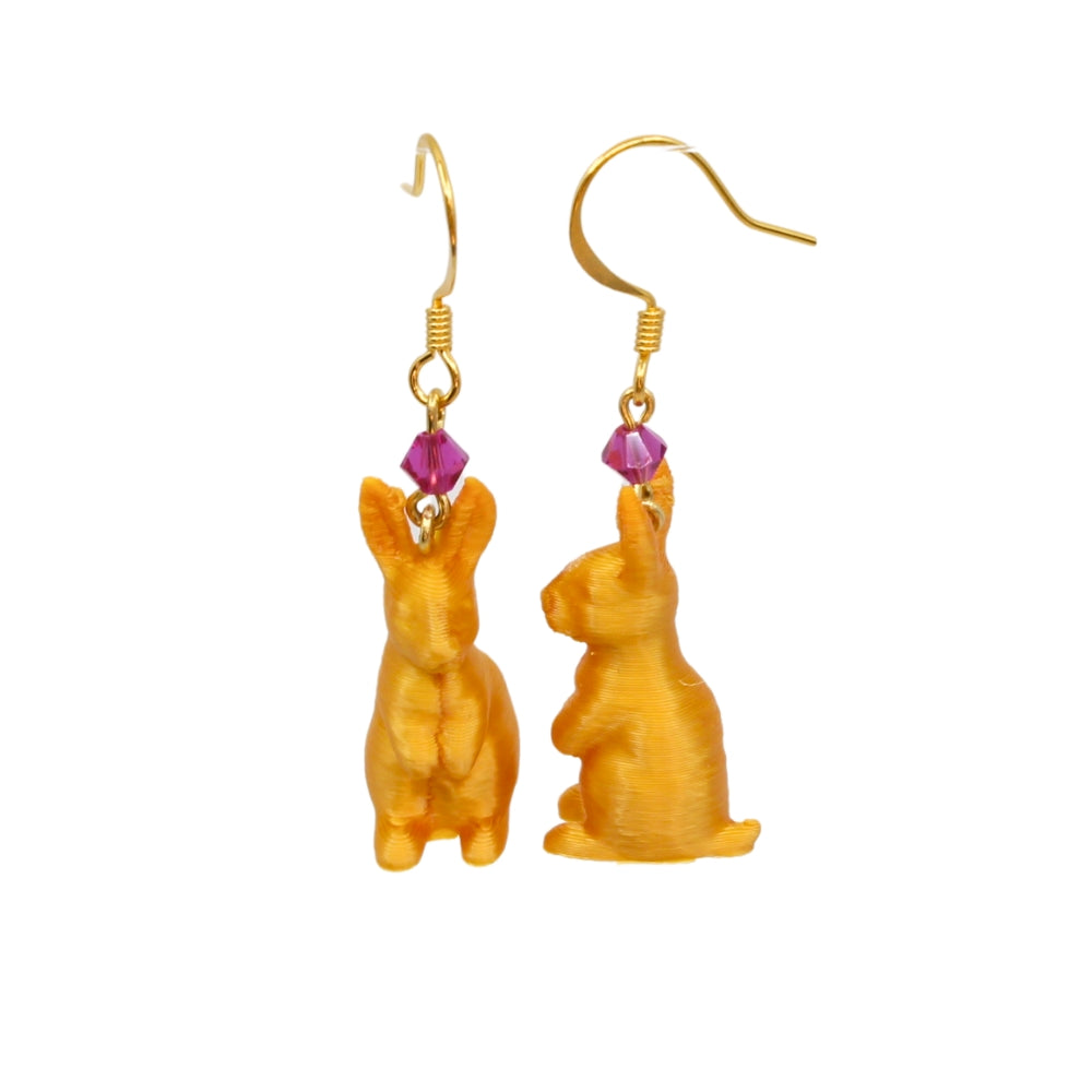 Tukadu 3D-Hasen Ohrringe – Handgefertigte goldene Häschen-Ohrringe von Tukadu
