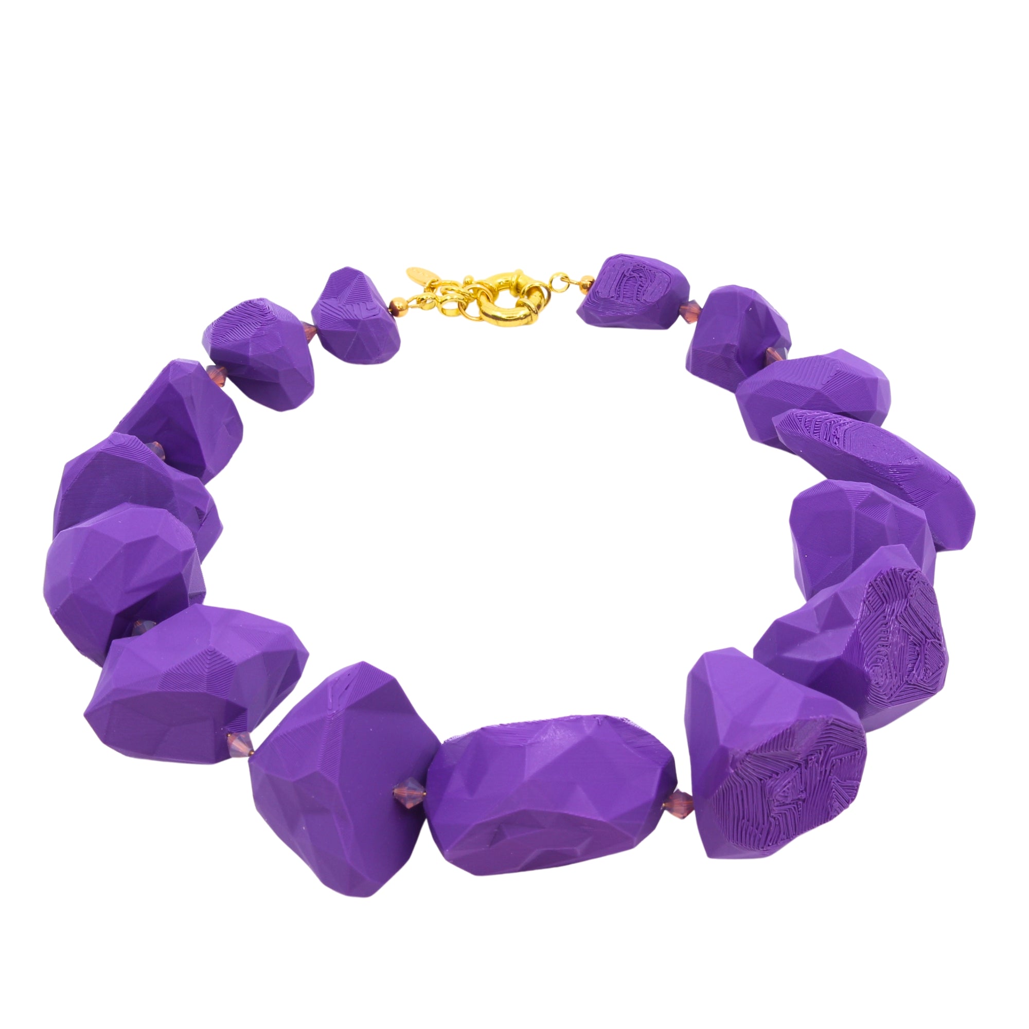 Tukadu Collier 'Pop Rocks’ Violet- 3D-gedrucktes Statement-Piece mit Strass