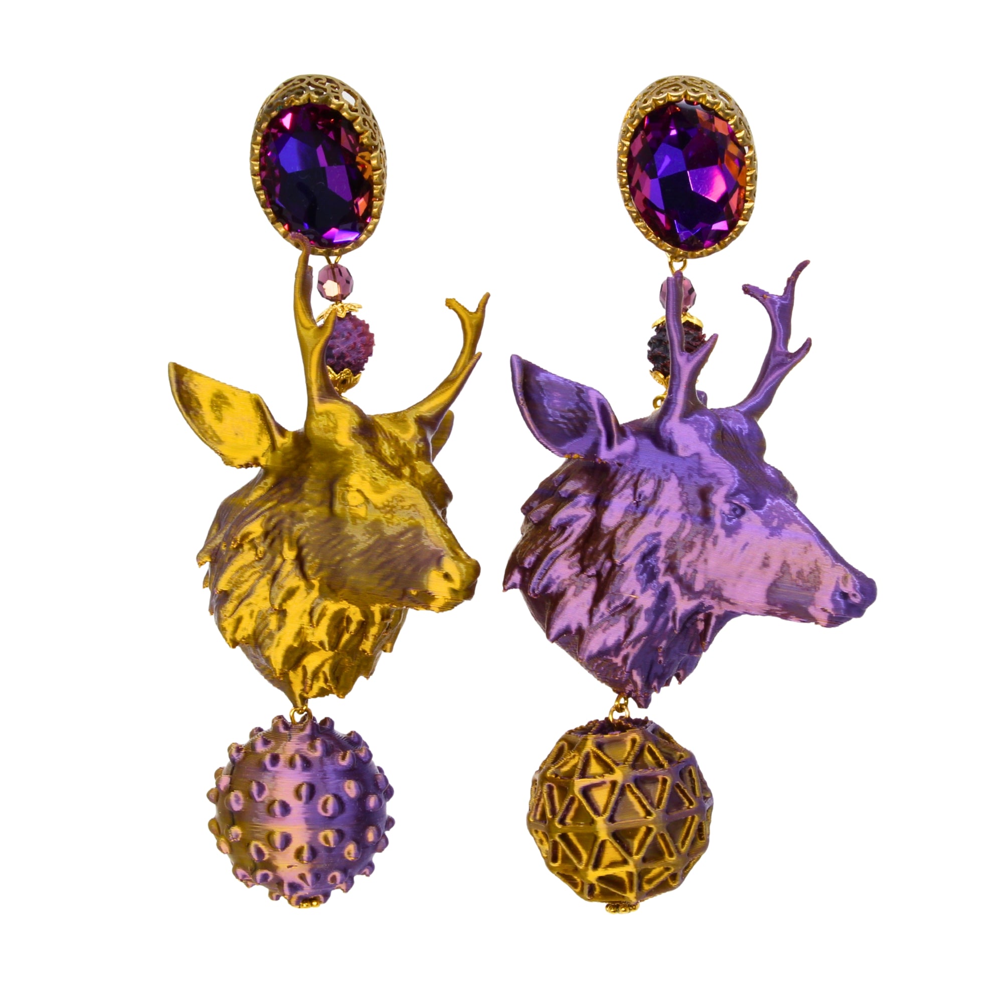 Capreolus Royale – Hirschkopf Ohrringe Handmade by Tukadu