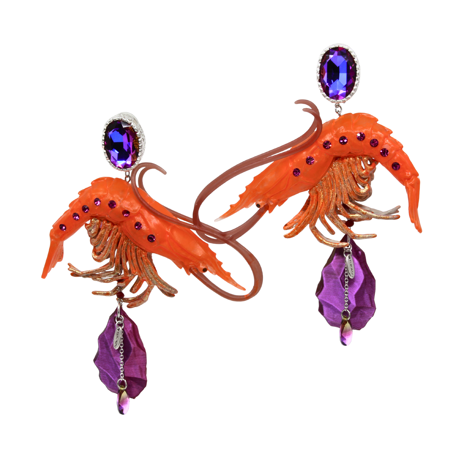 Ohrclips ‚Shrimp Glam‘ - Statement Ohrringe mit Garnelen-Figur von Tukadu