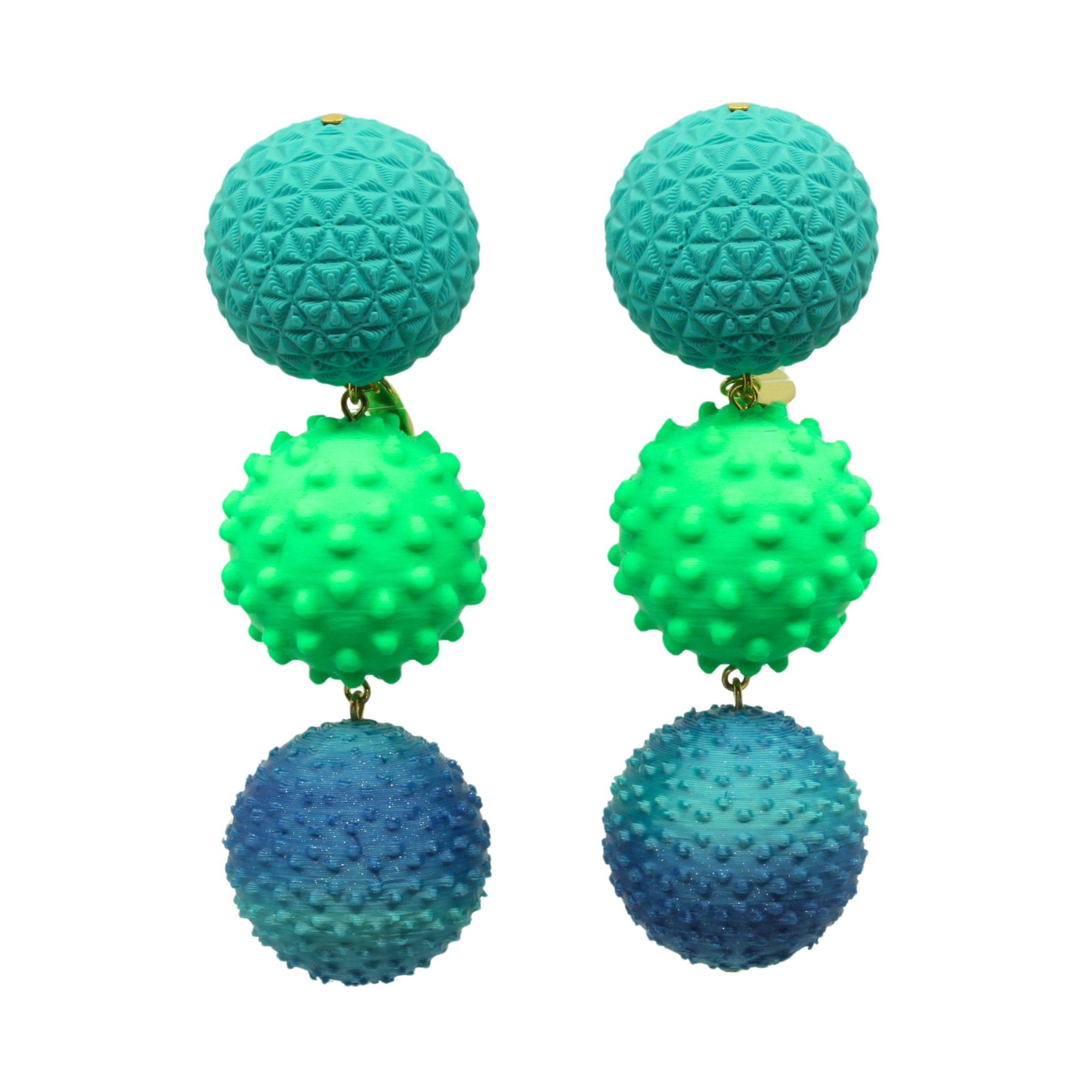 Tukadu Ohrringe 'Triple Ball Pop' – Statementohrringe mit 3D-gedruckten Perlen aus Filament mit 925er Silberstecker