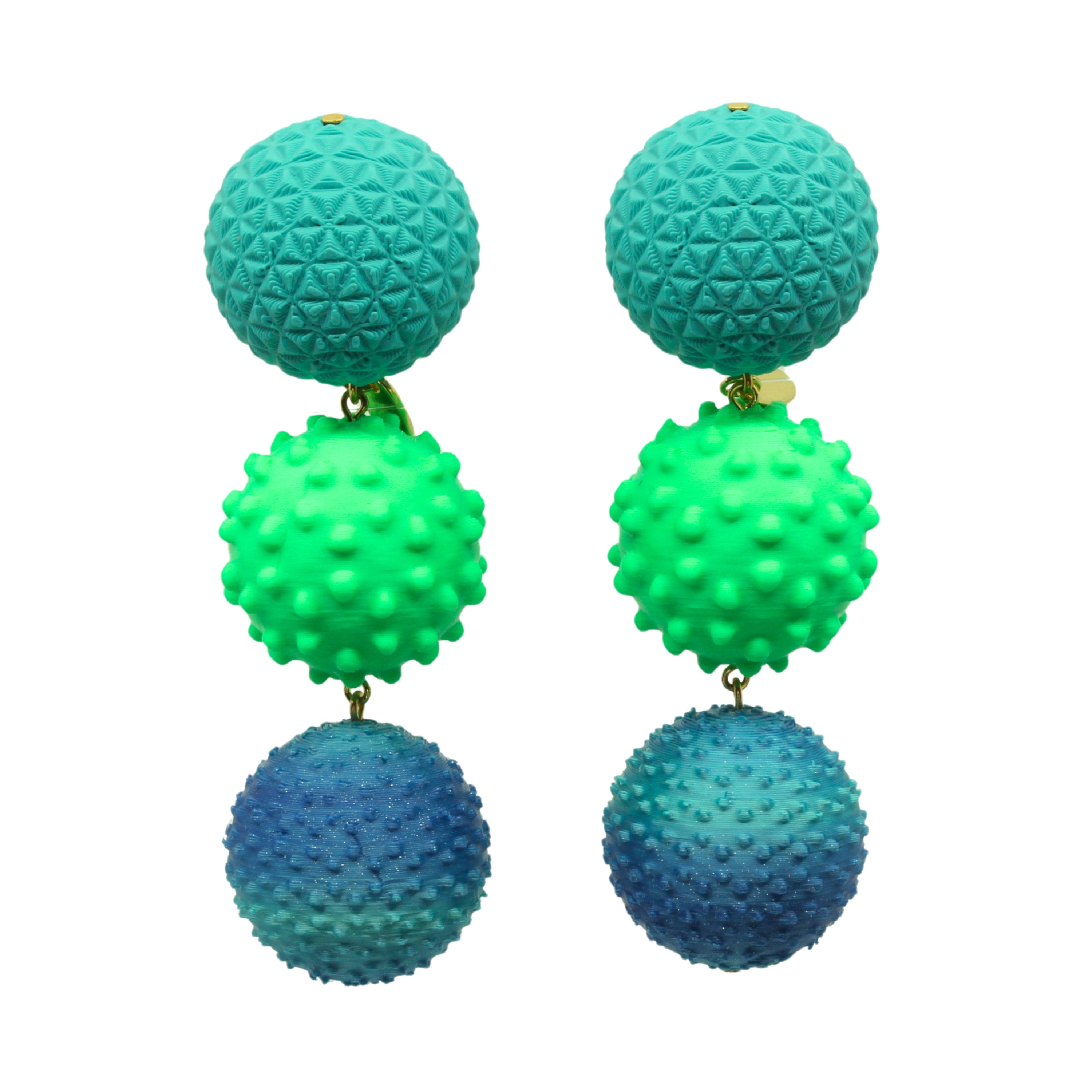 Tukadu Ohrringe 'Triple Ball Pop' – Statementohrringe mit 3D-gedruckten Perlen aus Filament mit 925er Silberstecker