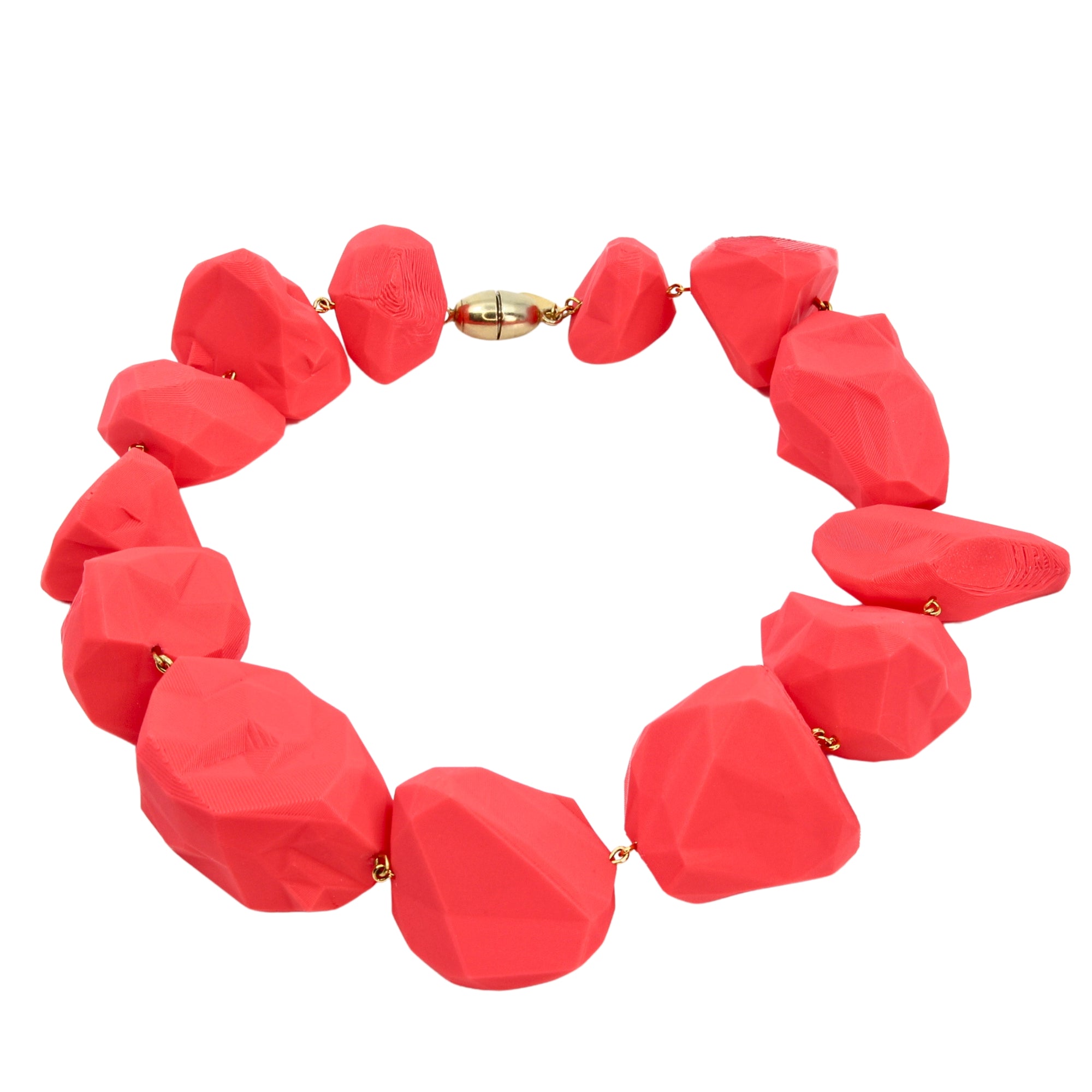 Tukadu Collier 'Pop Rocks'-Neon Red-3D-gedrucktes Statement-Piece