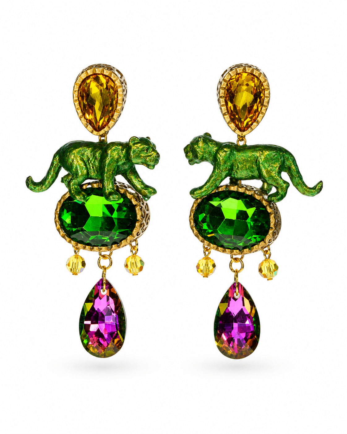 Statement Ohrringe ‚Emerald Cat‘