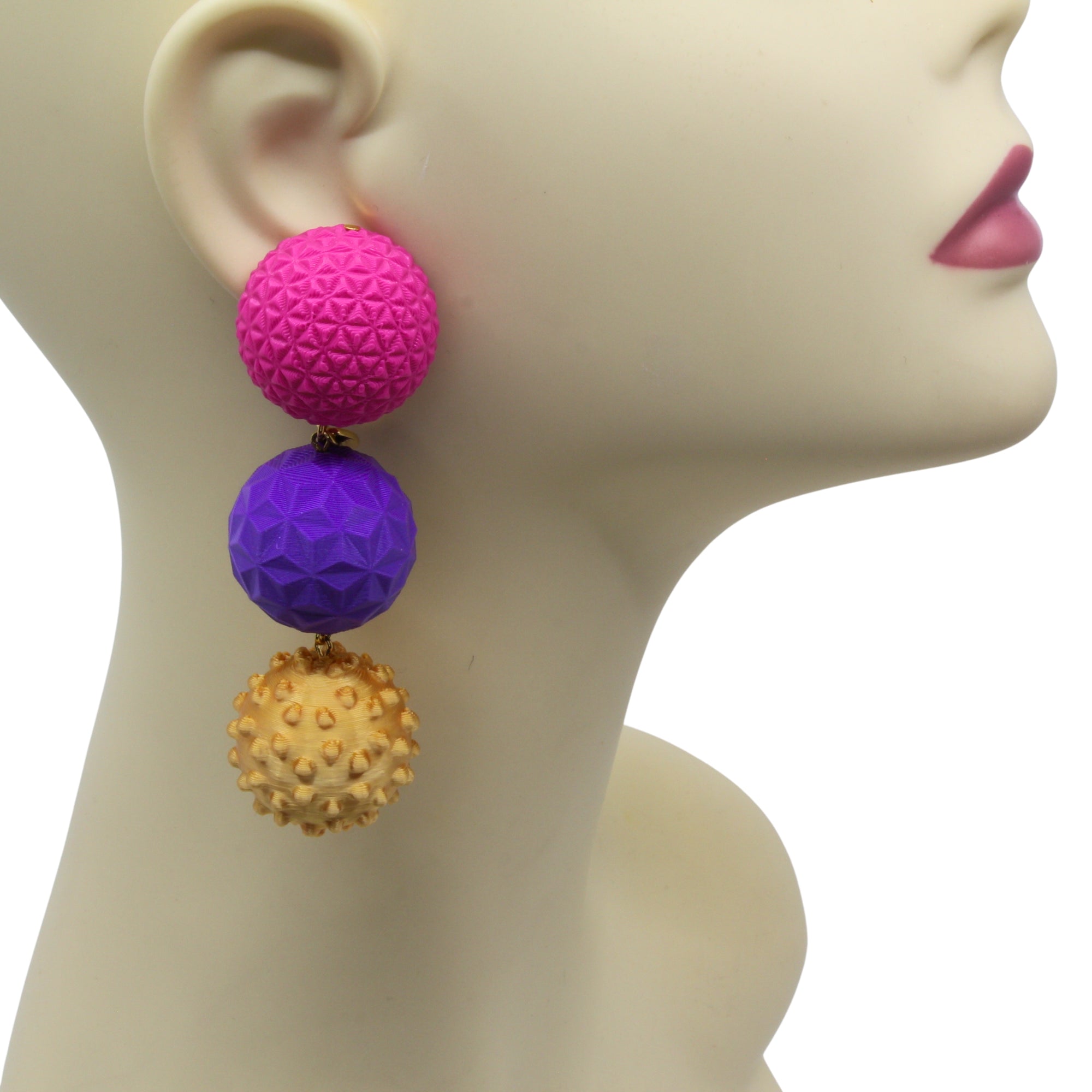'Triple Ball Pop' Ohrringe – Statementohrringe mit 3D-gedruckten Perlen aus Filament mit 925er Silberstecker von Tukadu