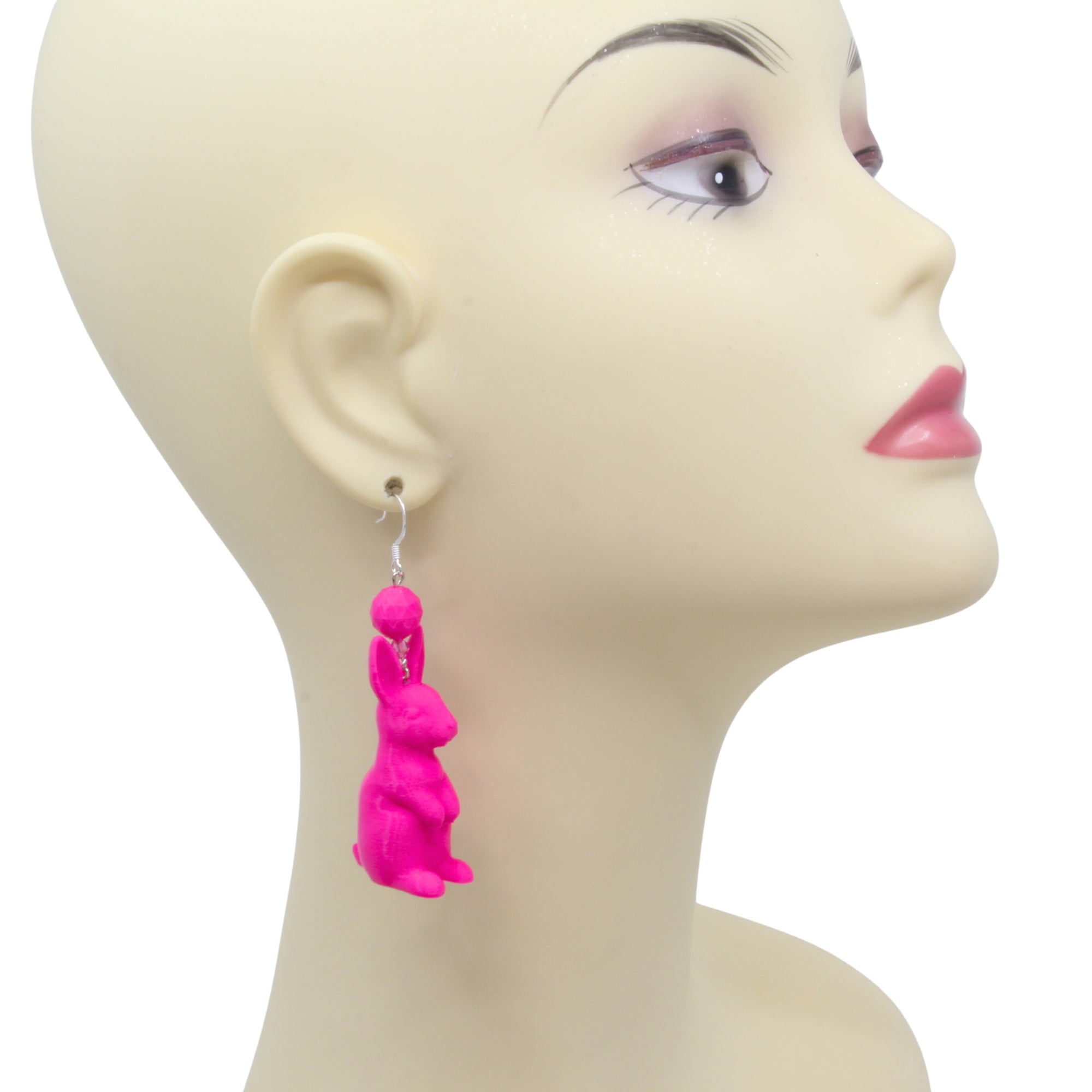 Tukadu Oster-Ohrringe 'Möhringer' – Pinke Statement-Ohrringe mit 3D-gedrucktem Hasen