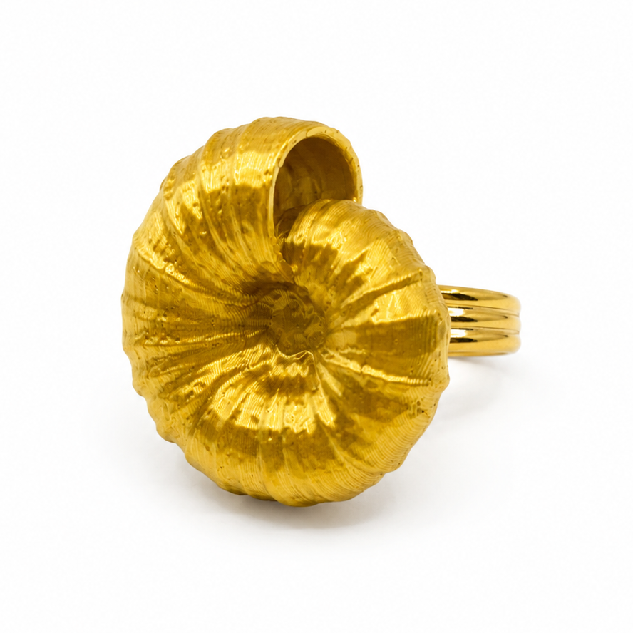Ammonite Dreams 'Silky Gold' - Statement Ring von Tukadu