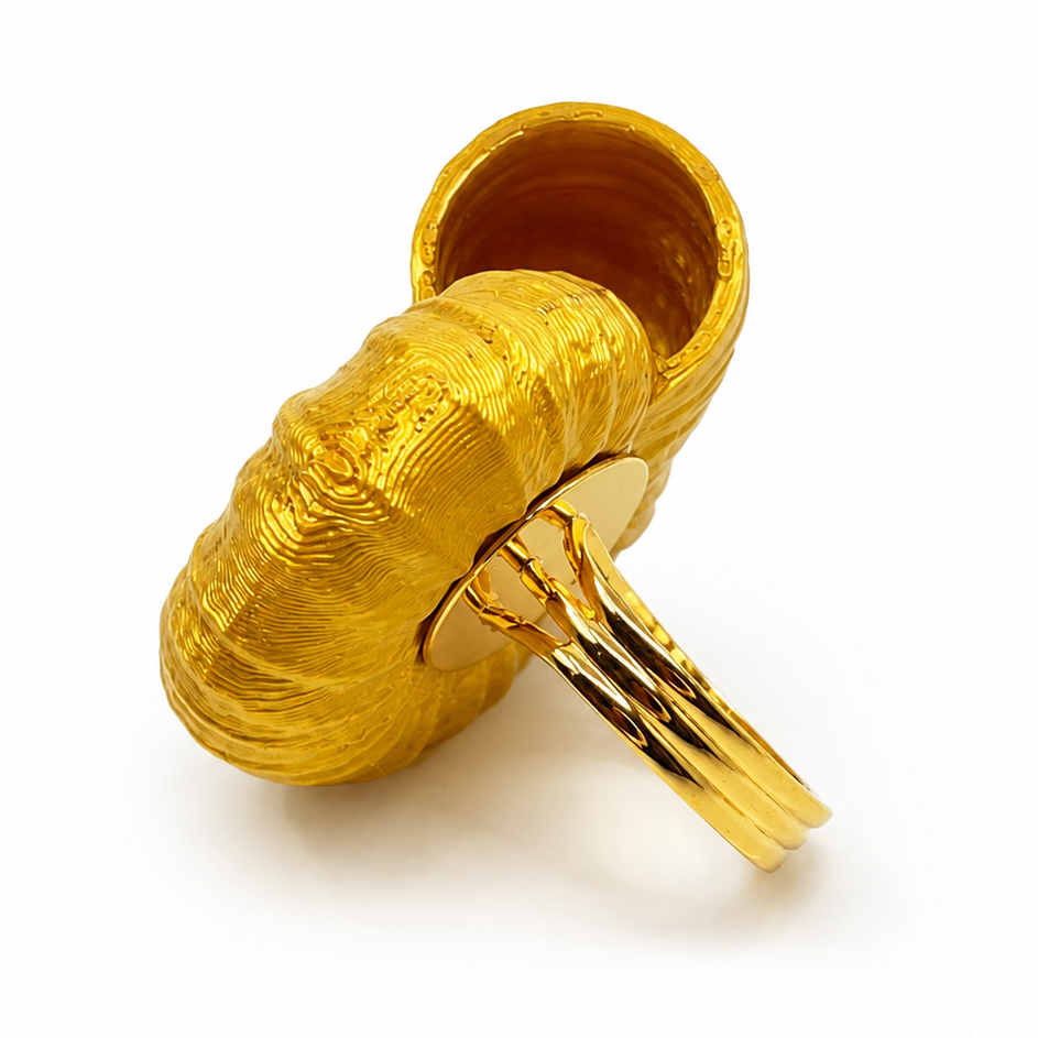 Ammonite Dreams 'Silky Gold' - Statement Ring von Tukadu