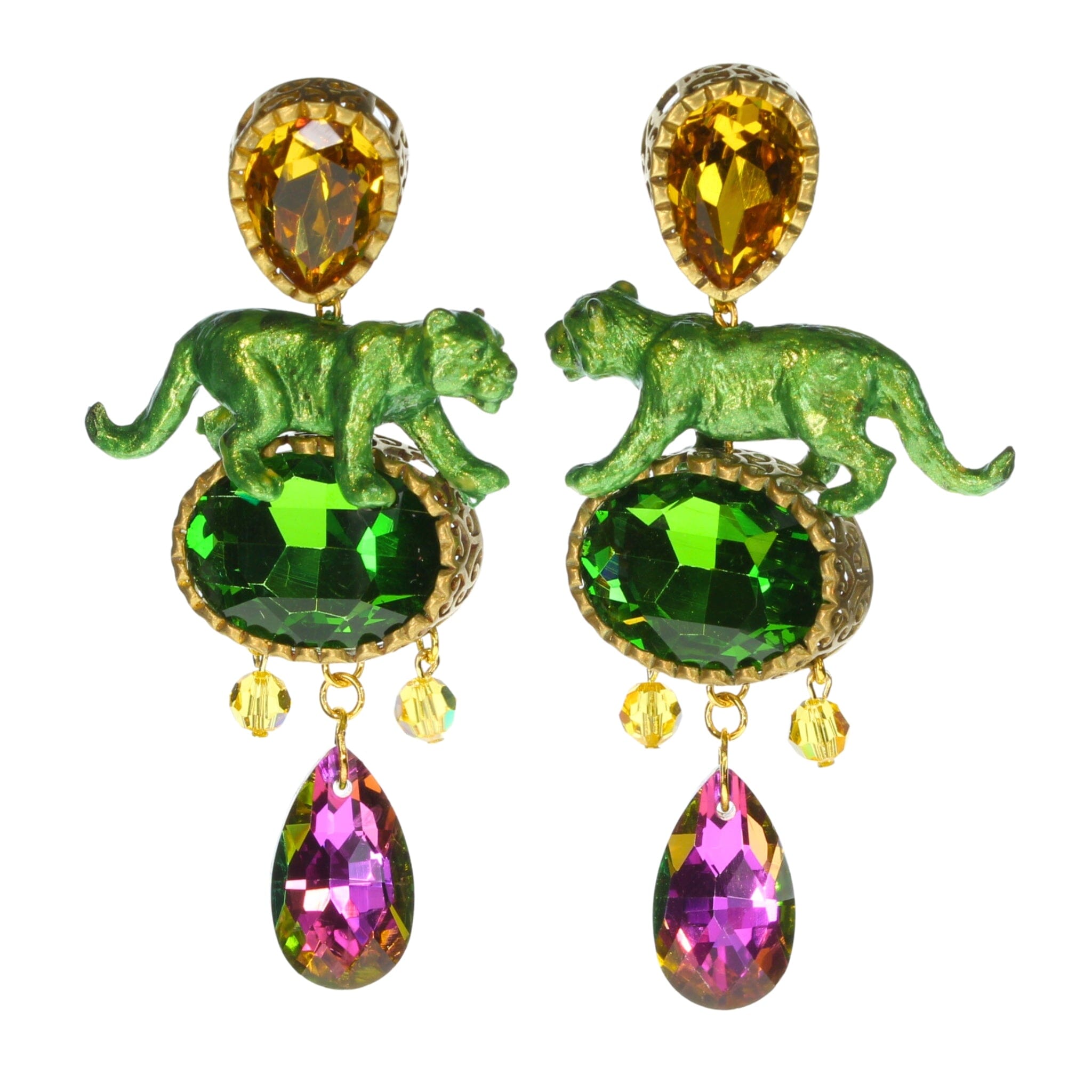 Statement Ohrringe 'Smaragd Panther'