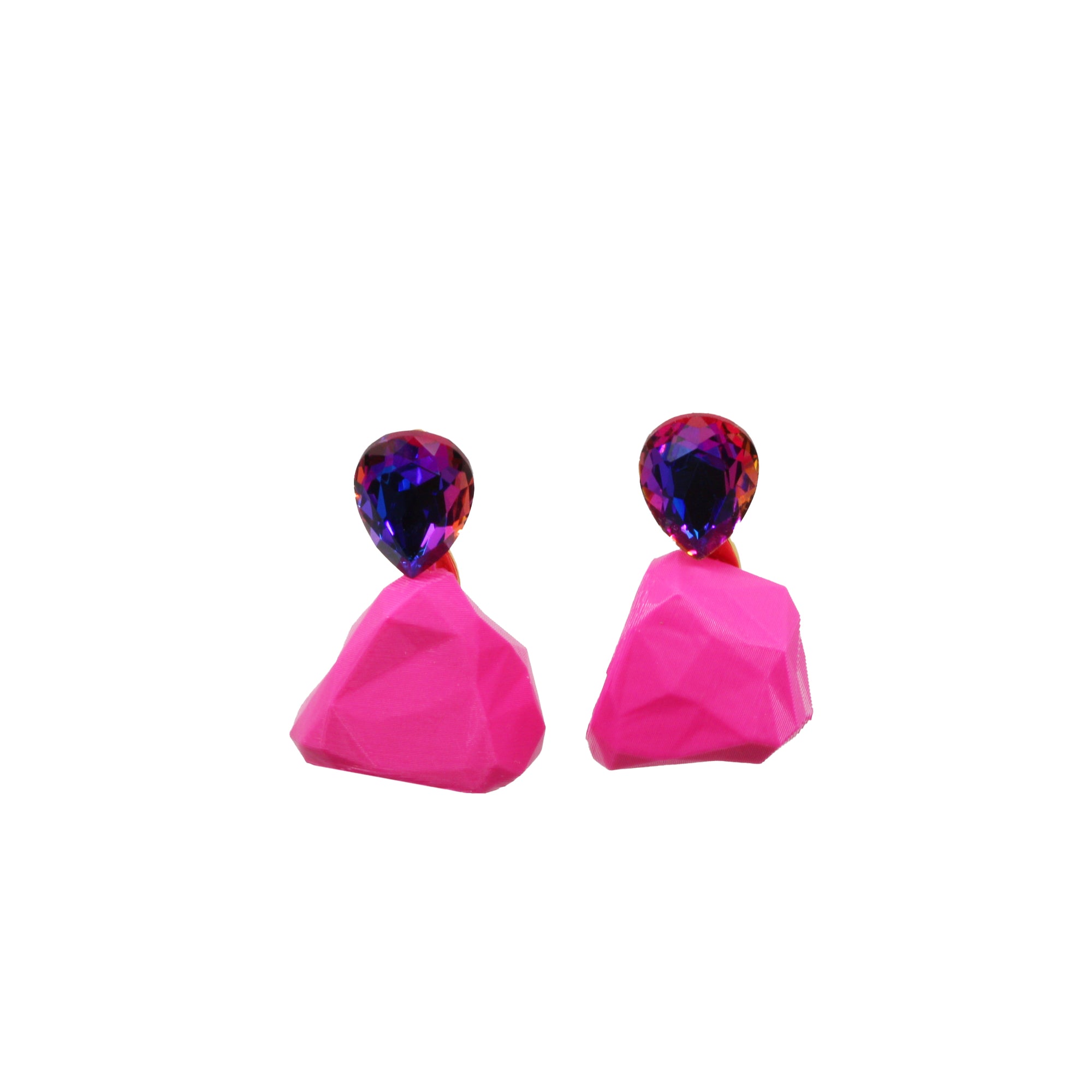 Statement-Ohrringe „Pop Rocks“ in pink – 3D-gedruckt mit Strass & 925er Silberstecker von Tukadu