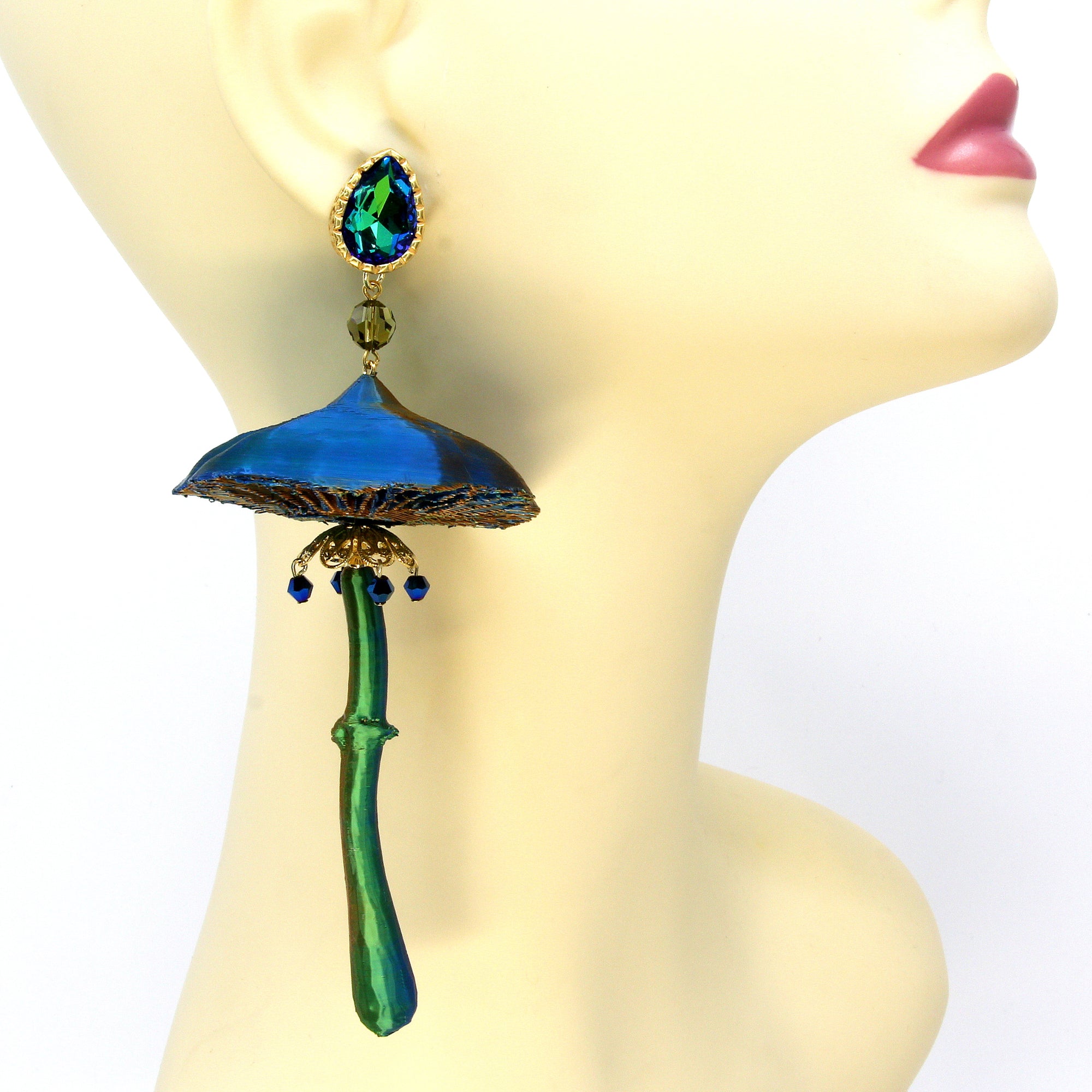Wolkengeist – 3D-gedruckte XL-Magic Mushroom Pilz-Ohrringe handmade by Tukadu