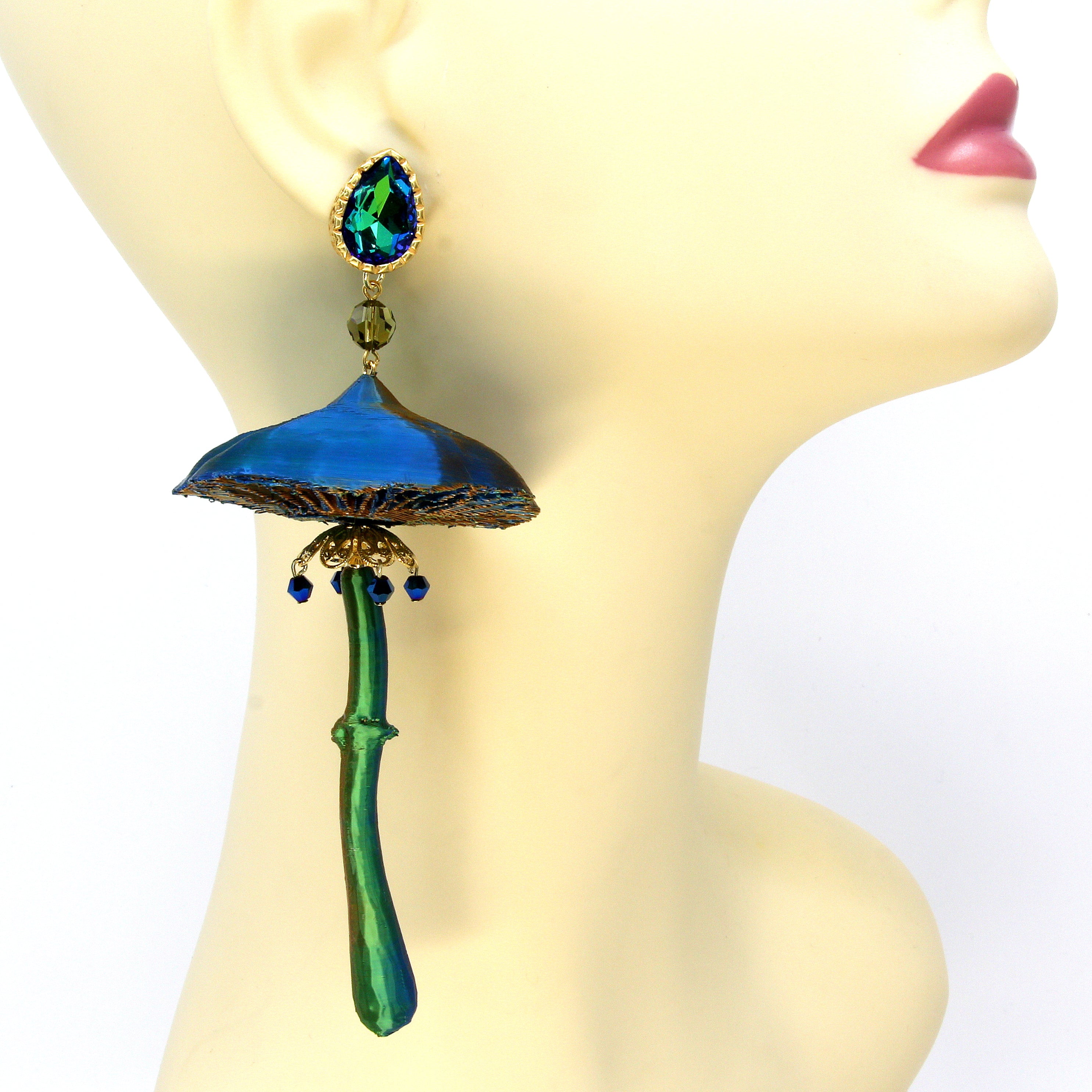 Wolkengeist – 3D-gedruckte XL-Magic Mushroom Pilz-Ohrringe handmade by Tukadu