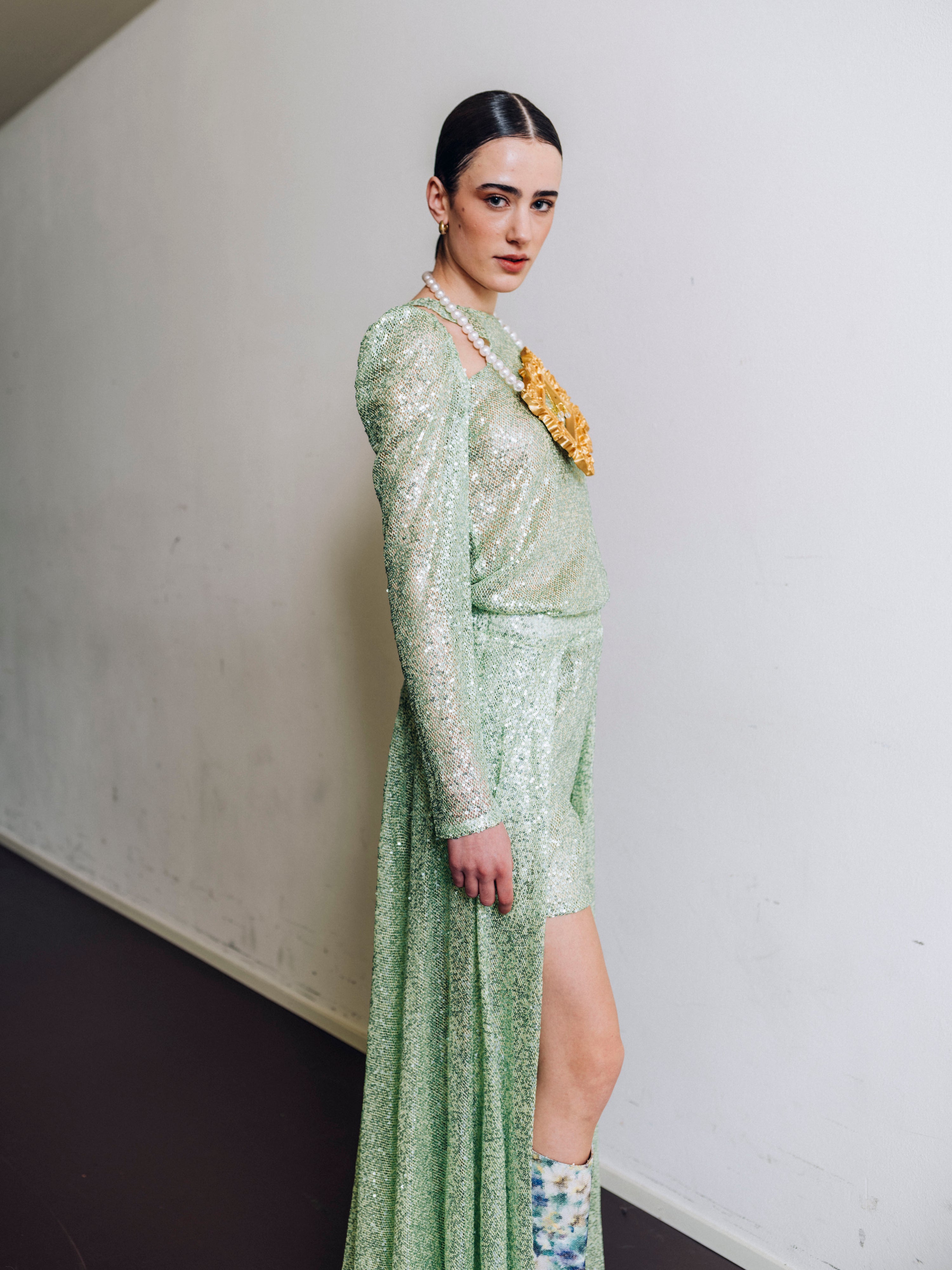 Barock Collier - Perlenhalskette mit goldenem Rahmen