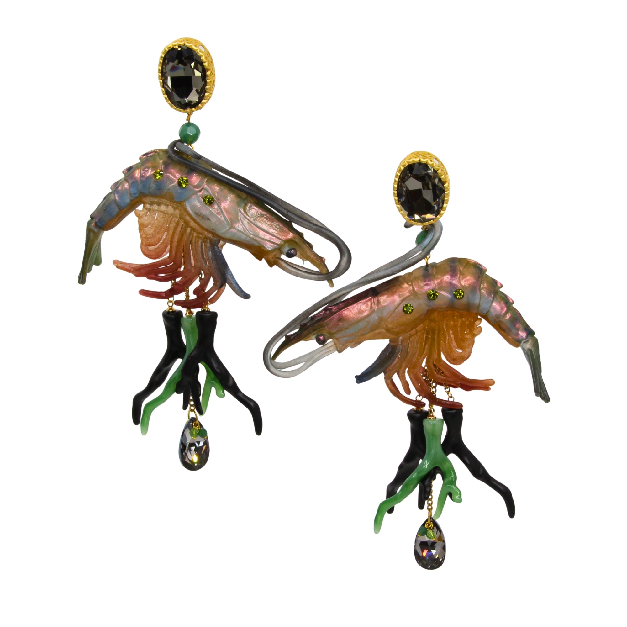 Ohrclips ‚Shrimp Glam‘ - Statement Ohrringe mit Garnelen-Figur von Tukadu