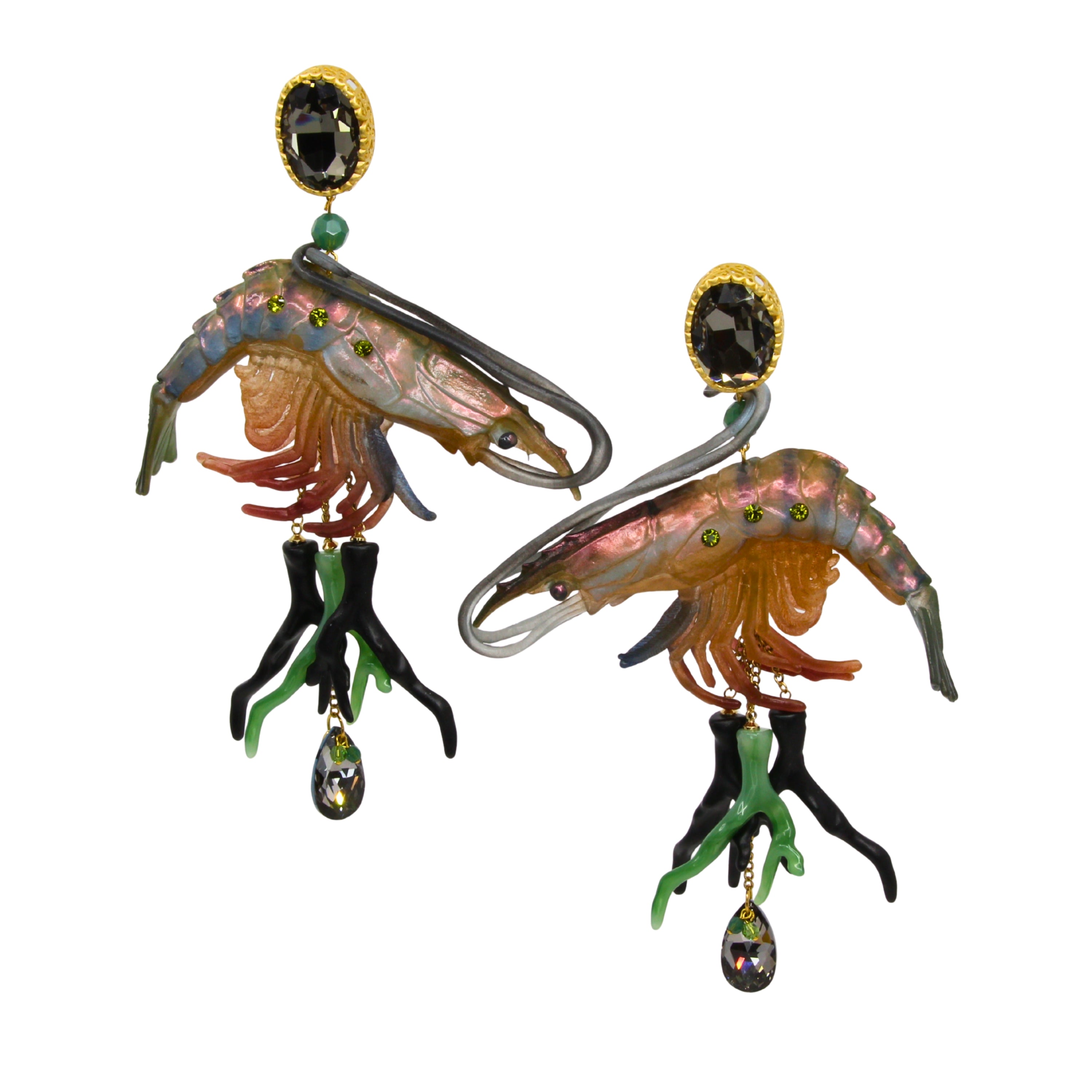 Ohrclips ‚Shrimp Glam‘ - Statement Ohrringe mit Garnelen-Figur von Tukadu
