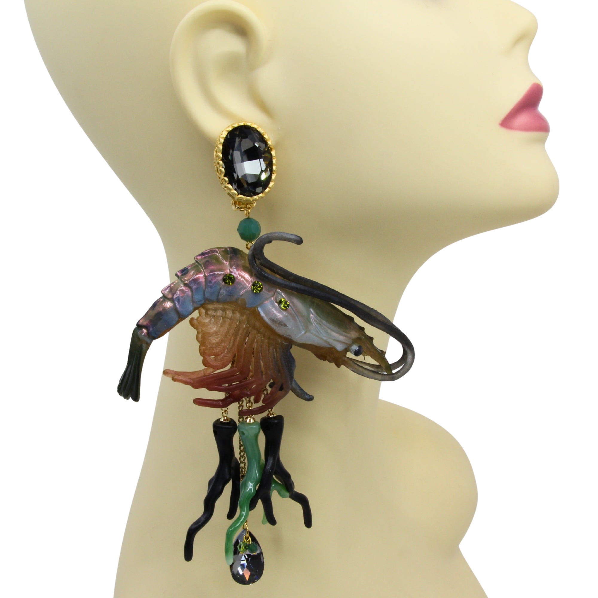 Ohrclips ‚Shrimp Glam‘ - Statement Ohrringe mit Garnelen-Figur von Tukadu