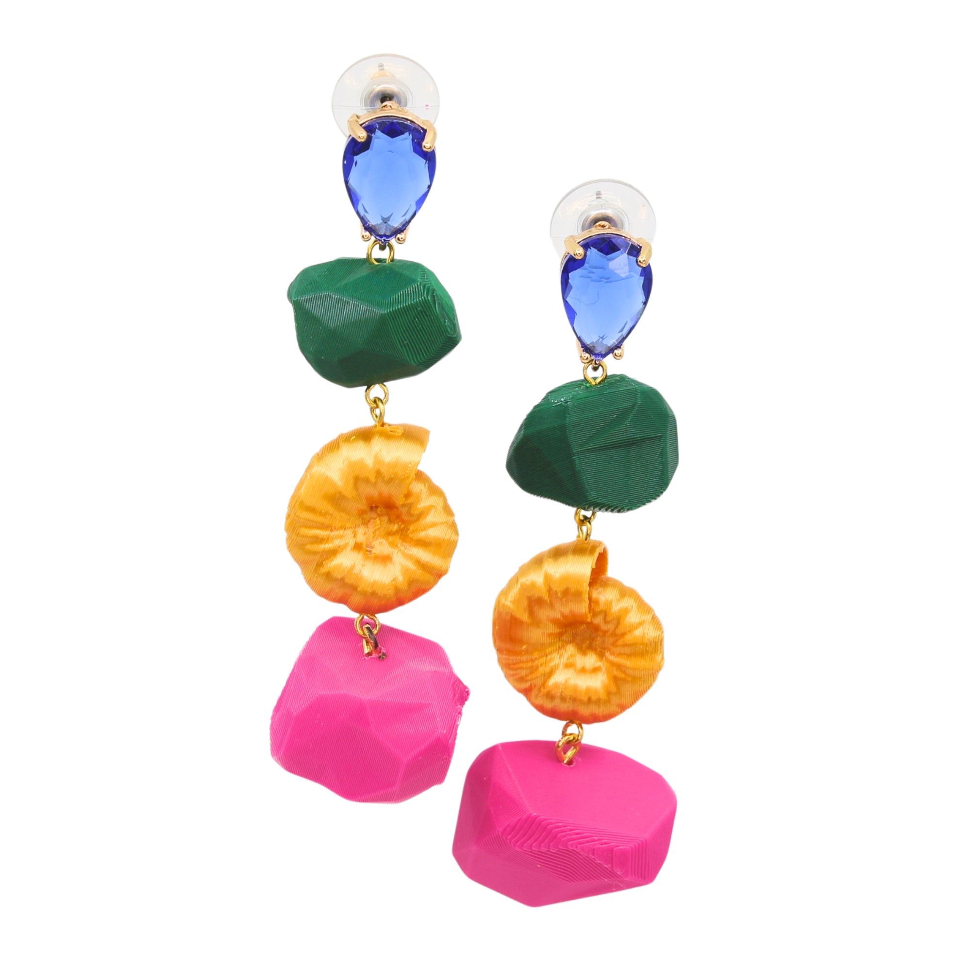 Tukadu Ohrringe 'Colorblock & Ammonites'