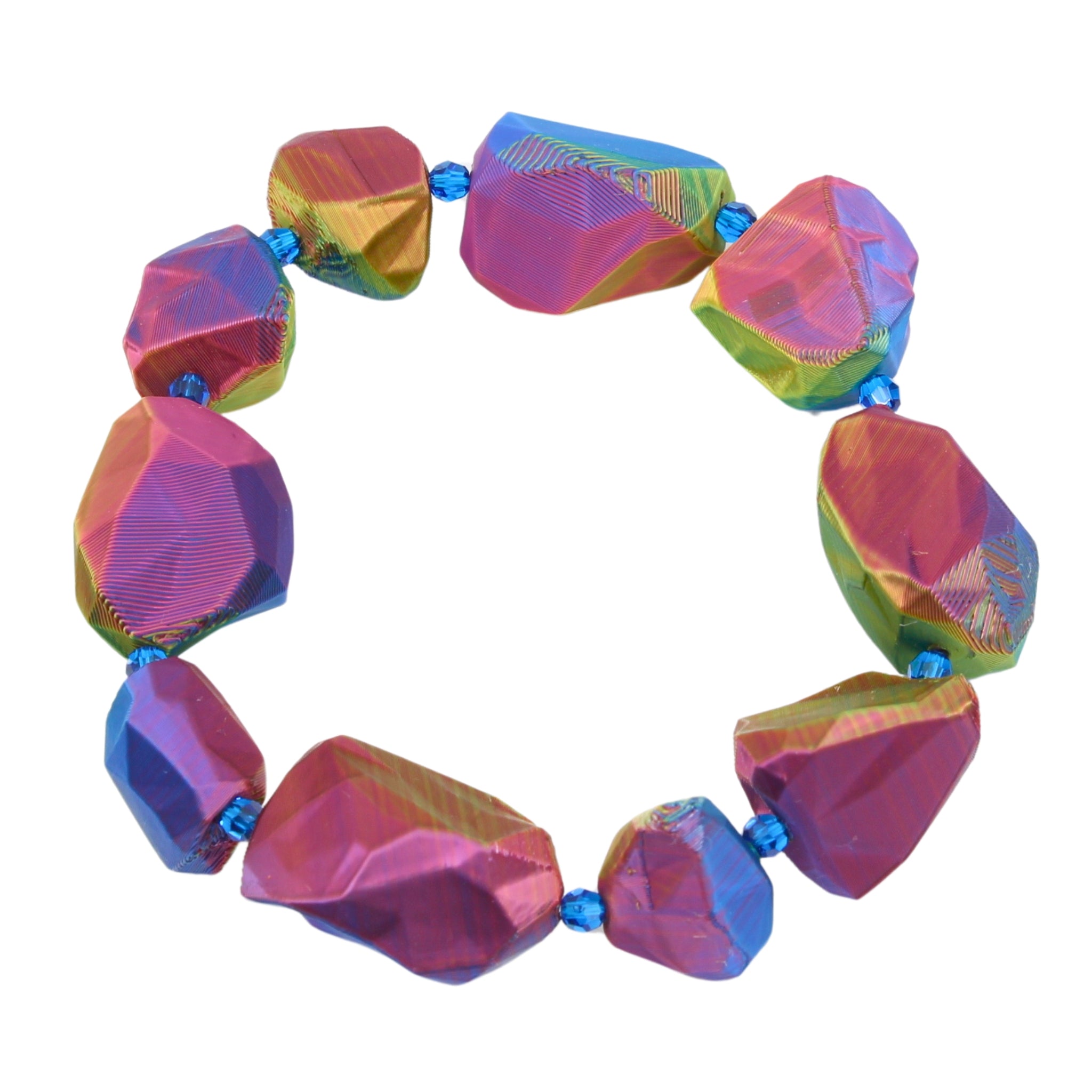 Tukadu 'Cyber Rocks' Armband Rainbow – 3D-gedrucktes Statement-Piece mit Strass