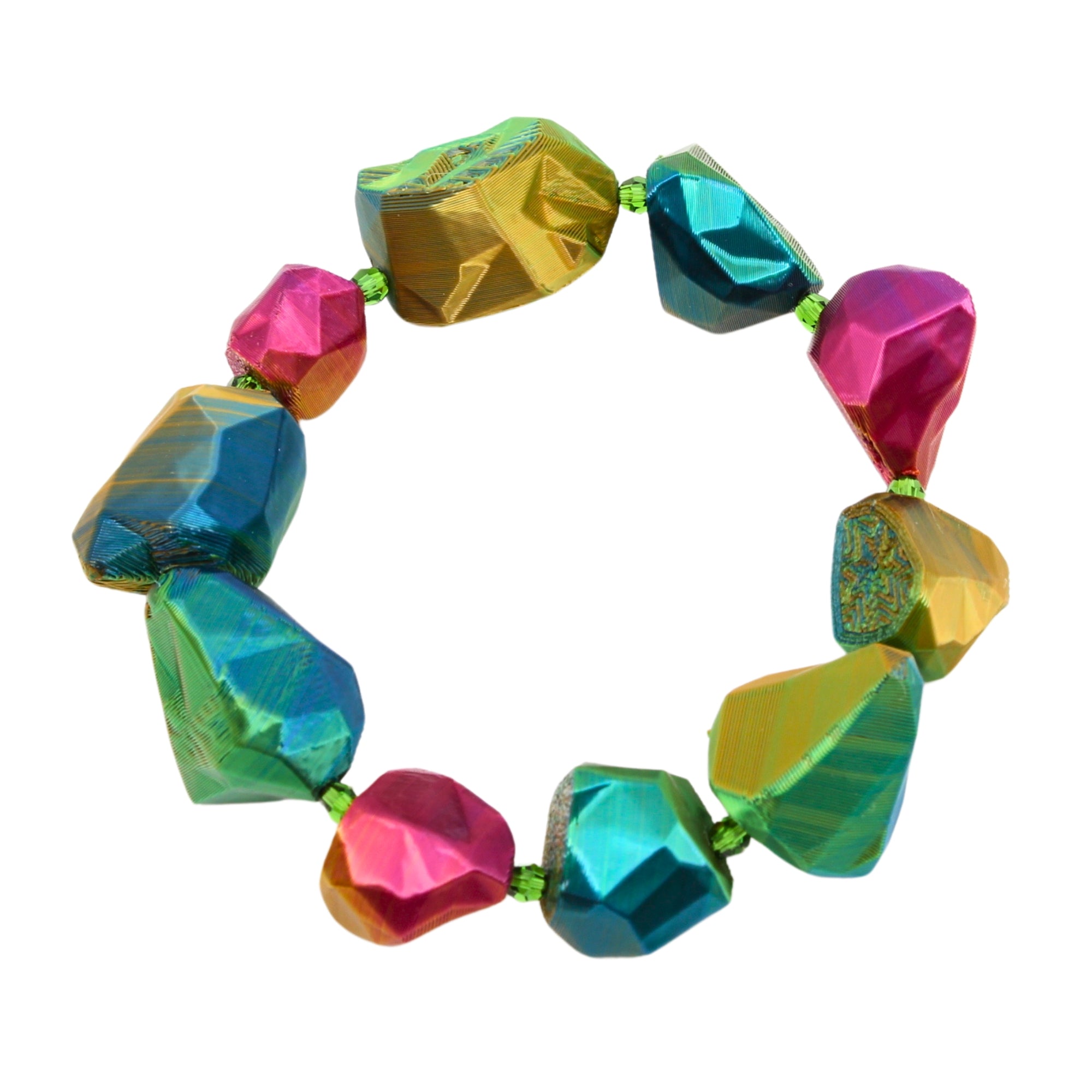 Cyber Rocks Armband Rainbow Grün – 3D-gedrucktes Statement-Piece von Tukadu