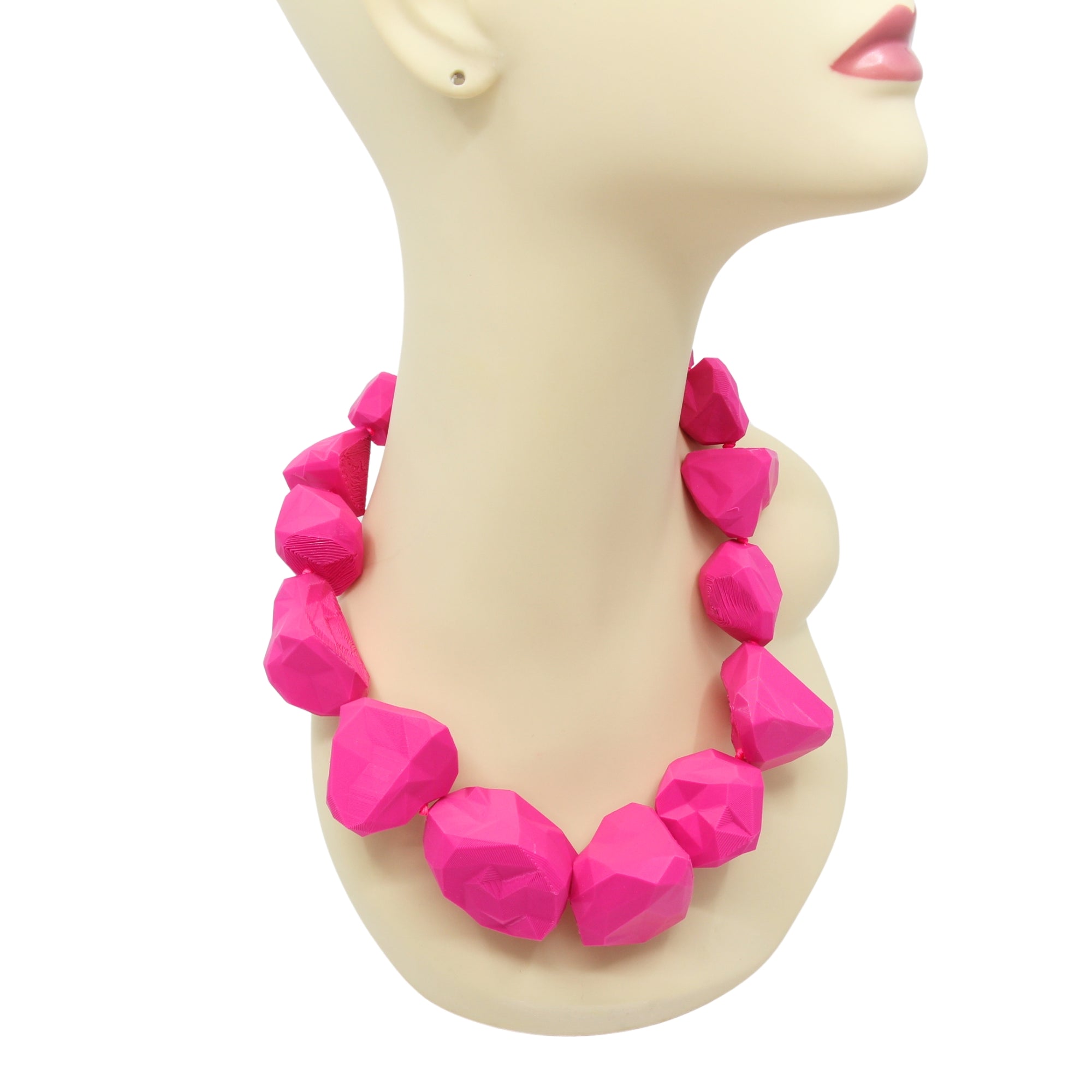 Tukadu Collier ‘Pop Rocks’ Neon-Pink – 3D-gedruckte Statement-Piece